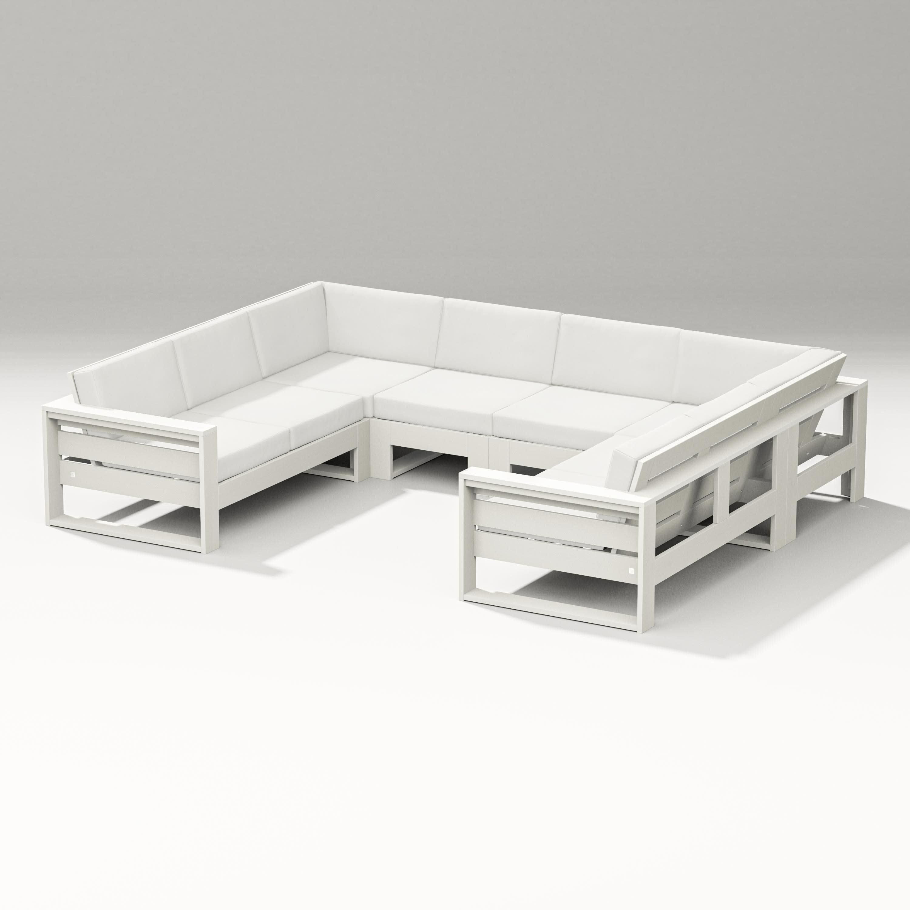 Latitude U-Shaped Sectional in Vintage White / Natural Linen