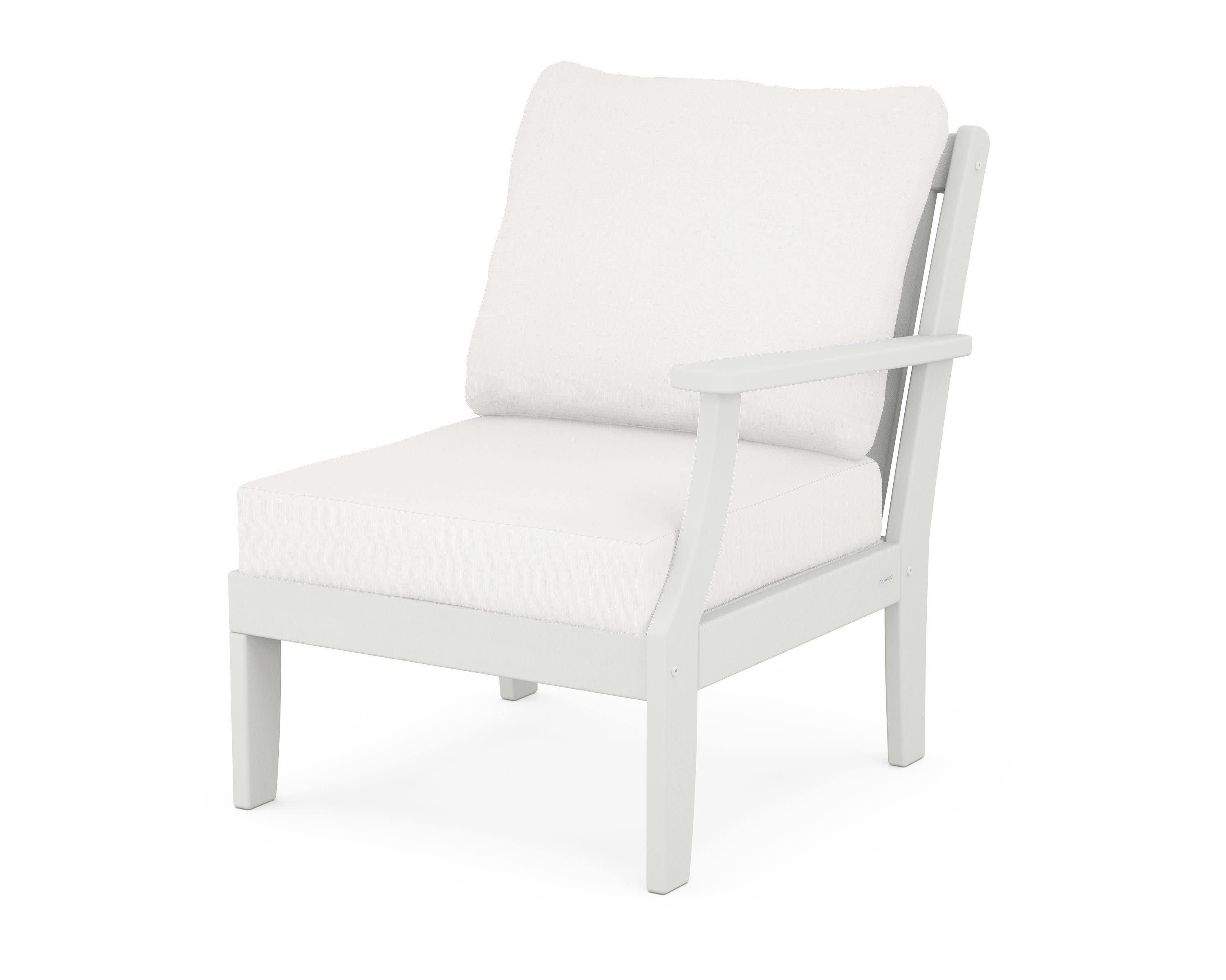 Braxton Modular Right Arm Chair in Vintage White / Natural Linen
