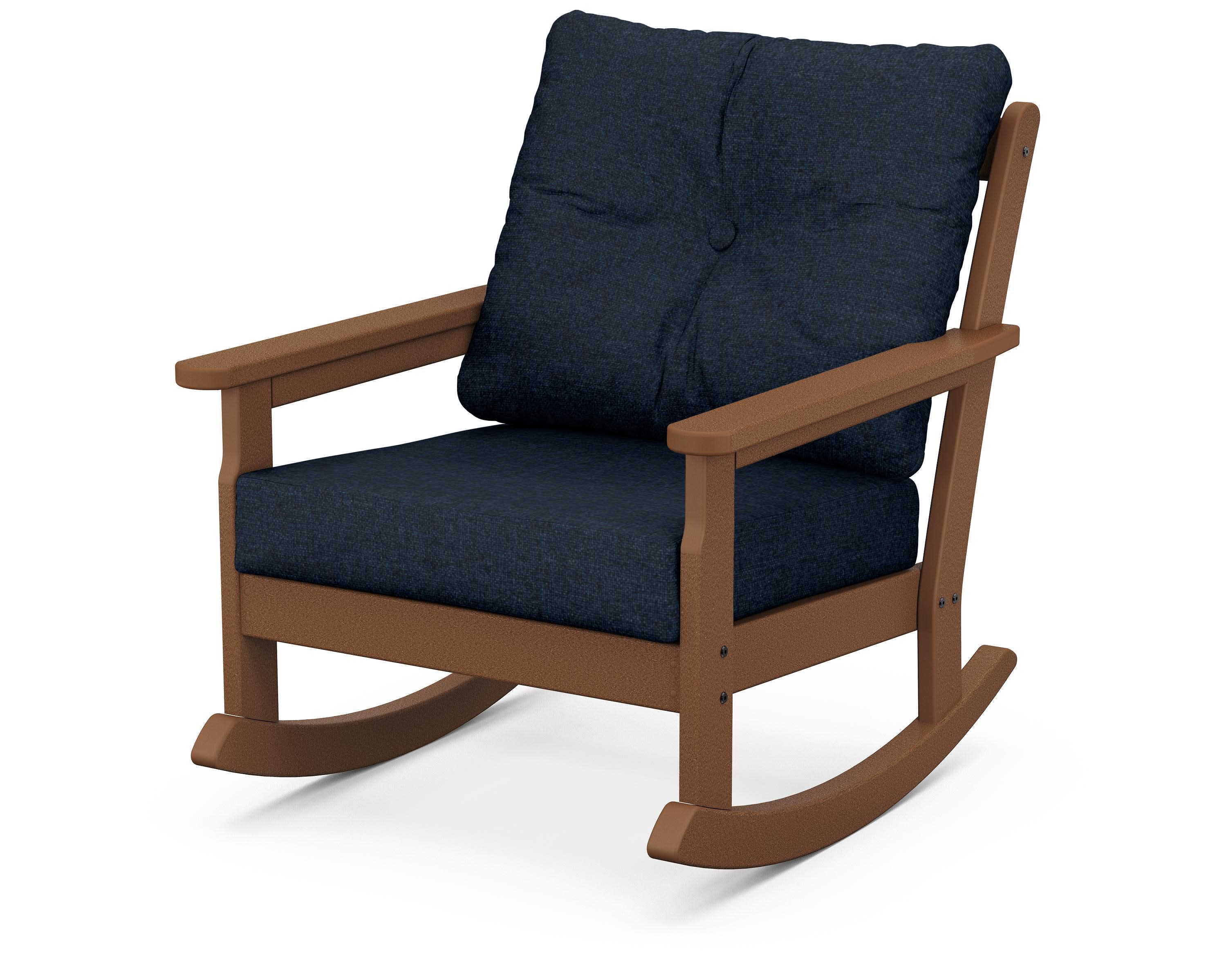 Vineyard Deep Seating Rocking Chair in Teak / Marine Indigo