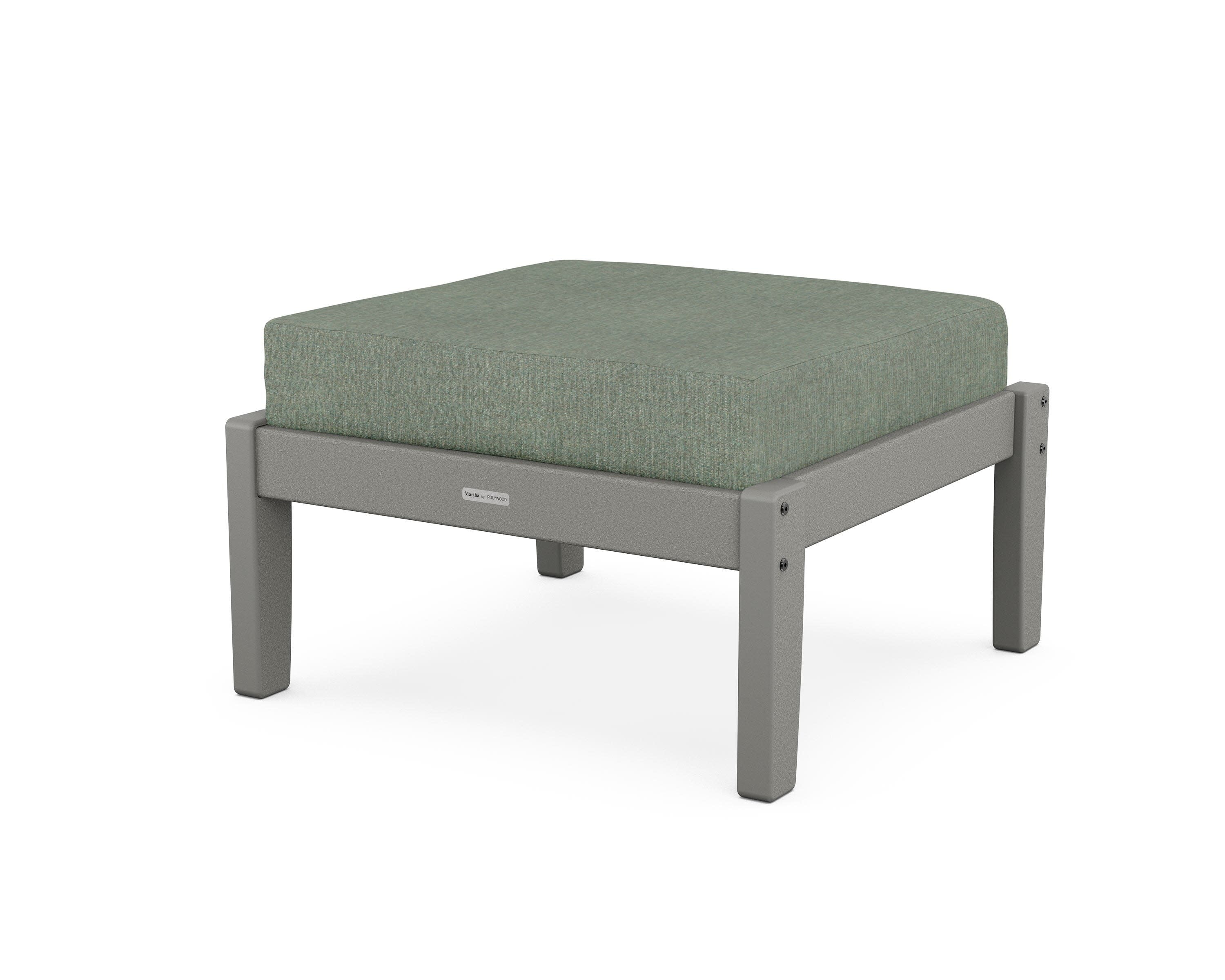 Chinoiserie Deep Seating Ottoman in Slate Grey / Cast Sage