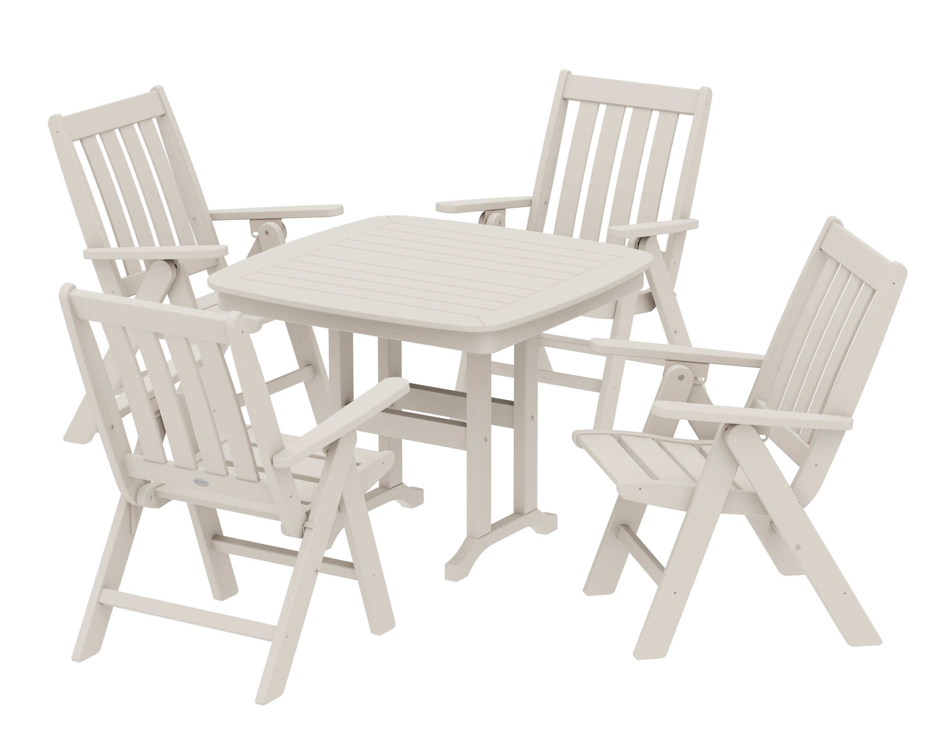 Vineyard Folding Chair 5-Piece Dining Set in Sand