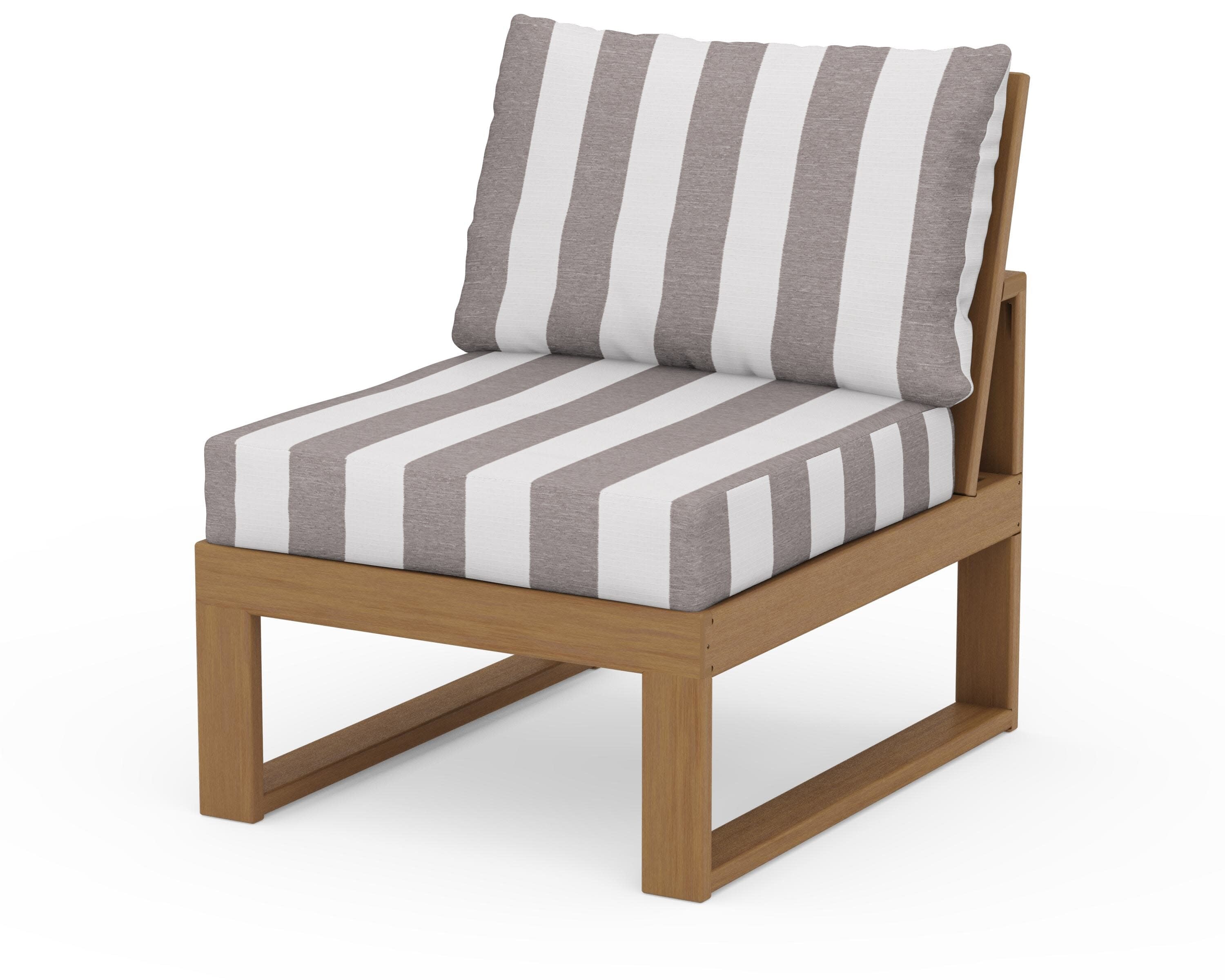 Modular Armless Chair in Natural / Cabana Stripe Grey Mist