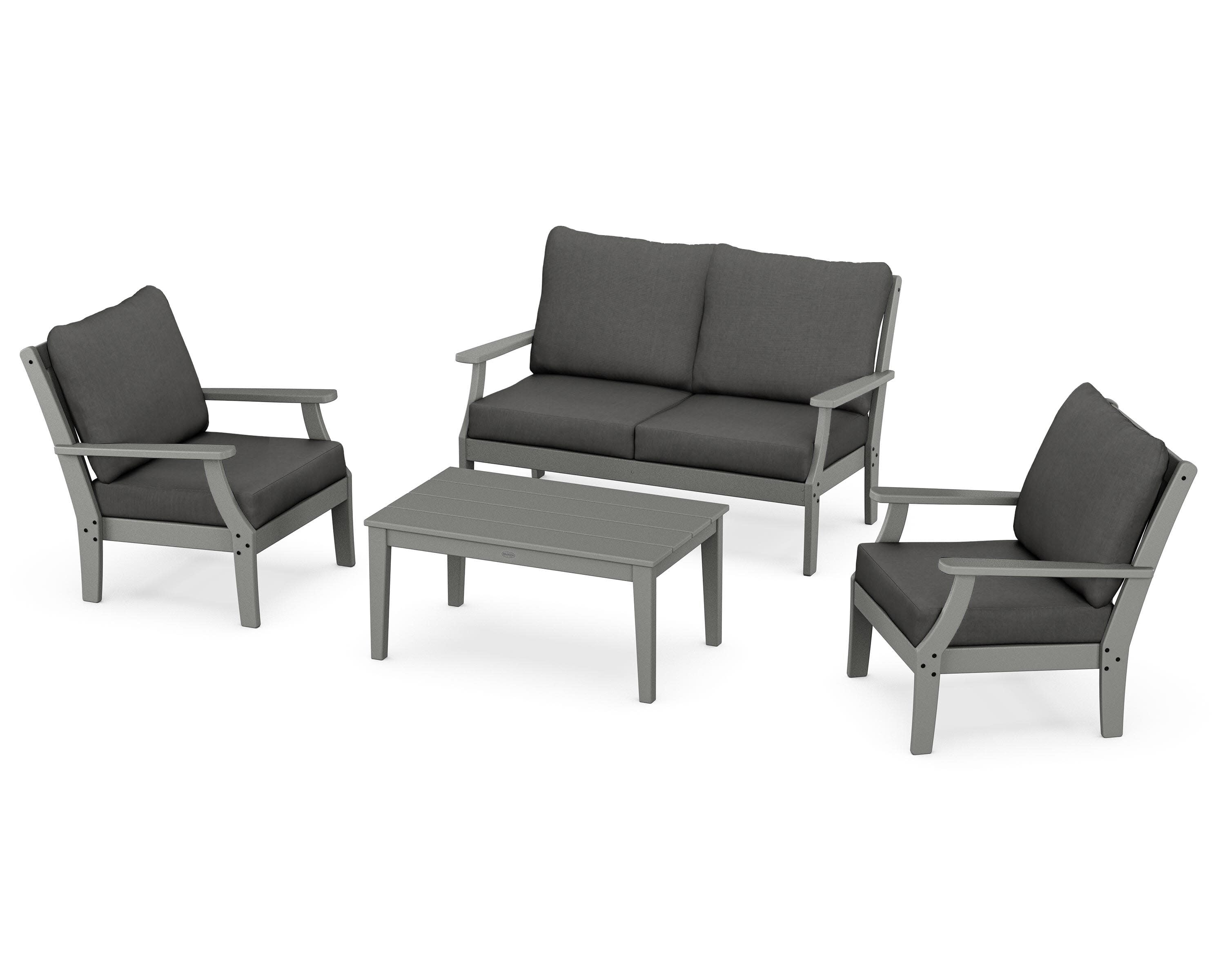 Braxton 4-Piece Deep Seating Chair Set in Slate Grey / Spectrum Carbon