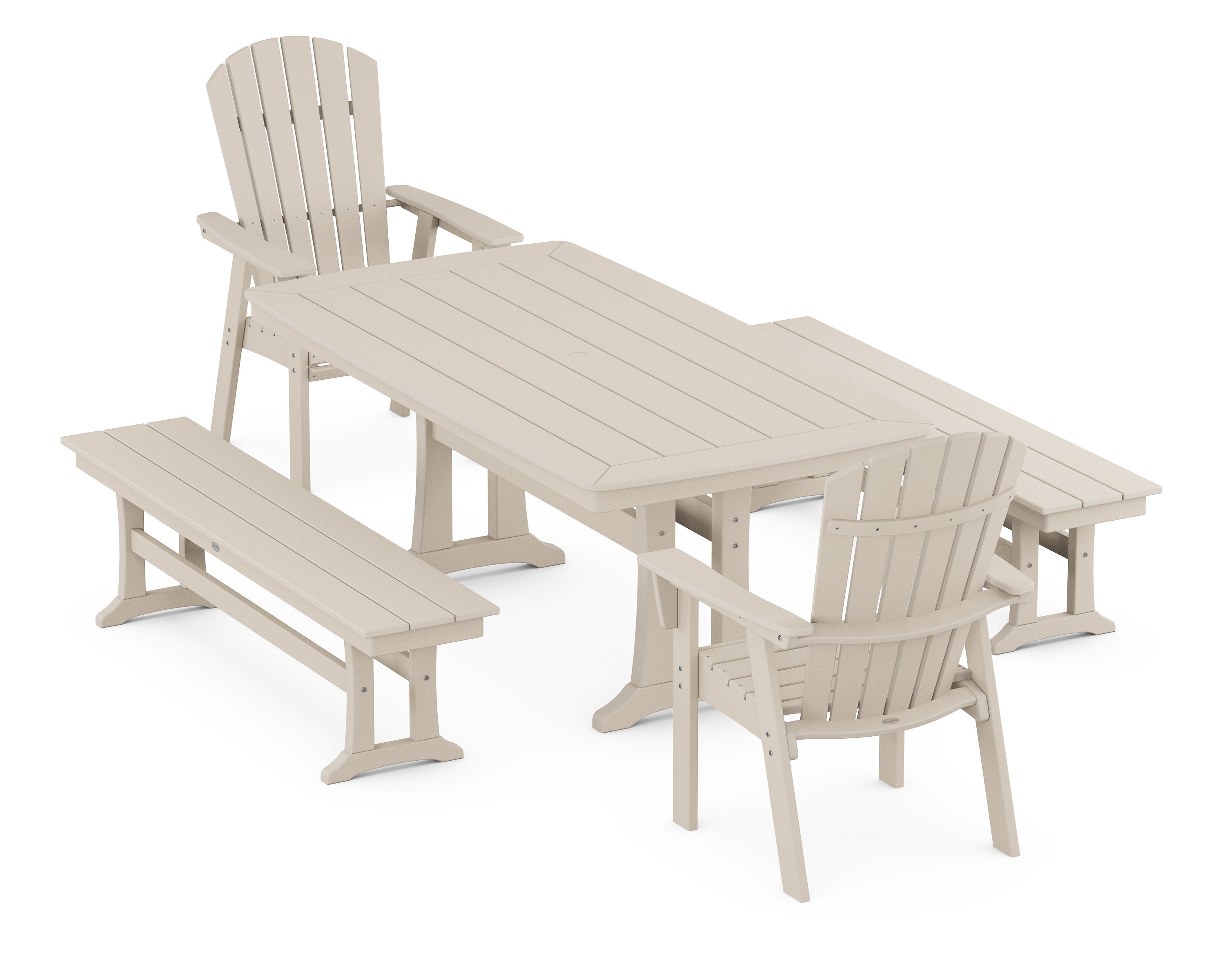 Nautical Adirondack 5-Piece Dining Set with Trestle Legs in Sand