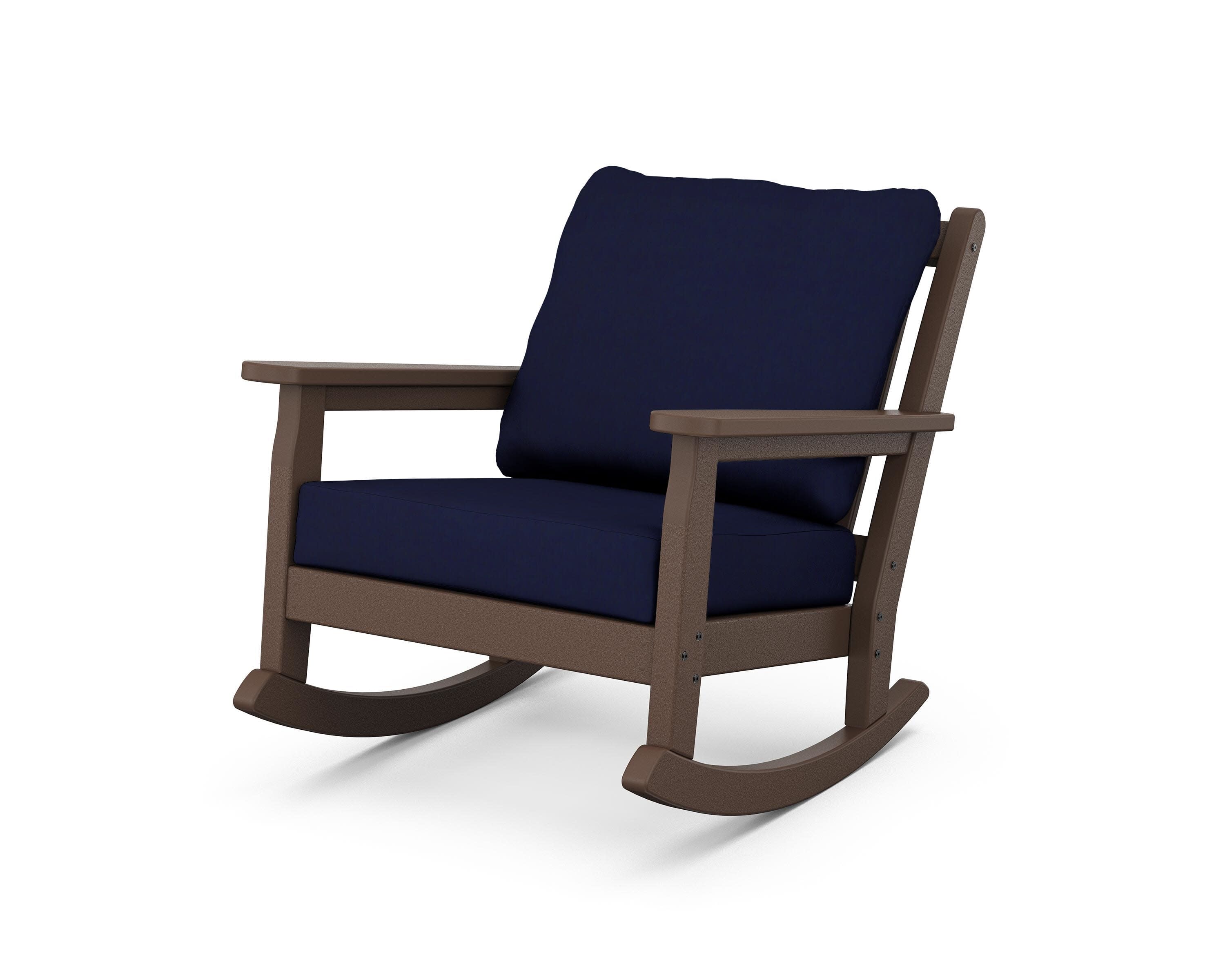 Chippendale Deep Seating Rocking Chair in Mahogany / Navy