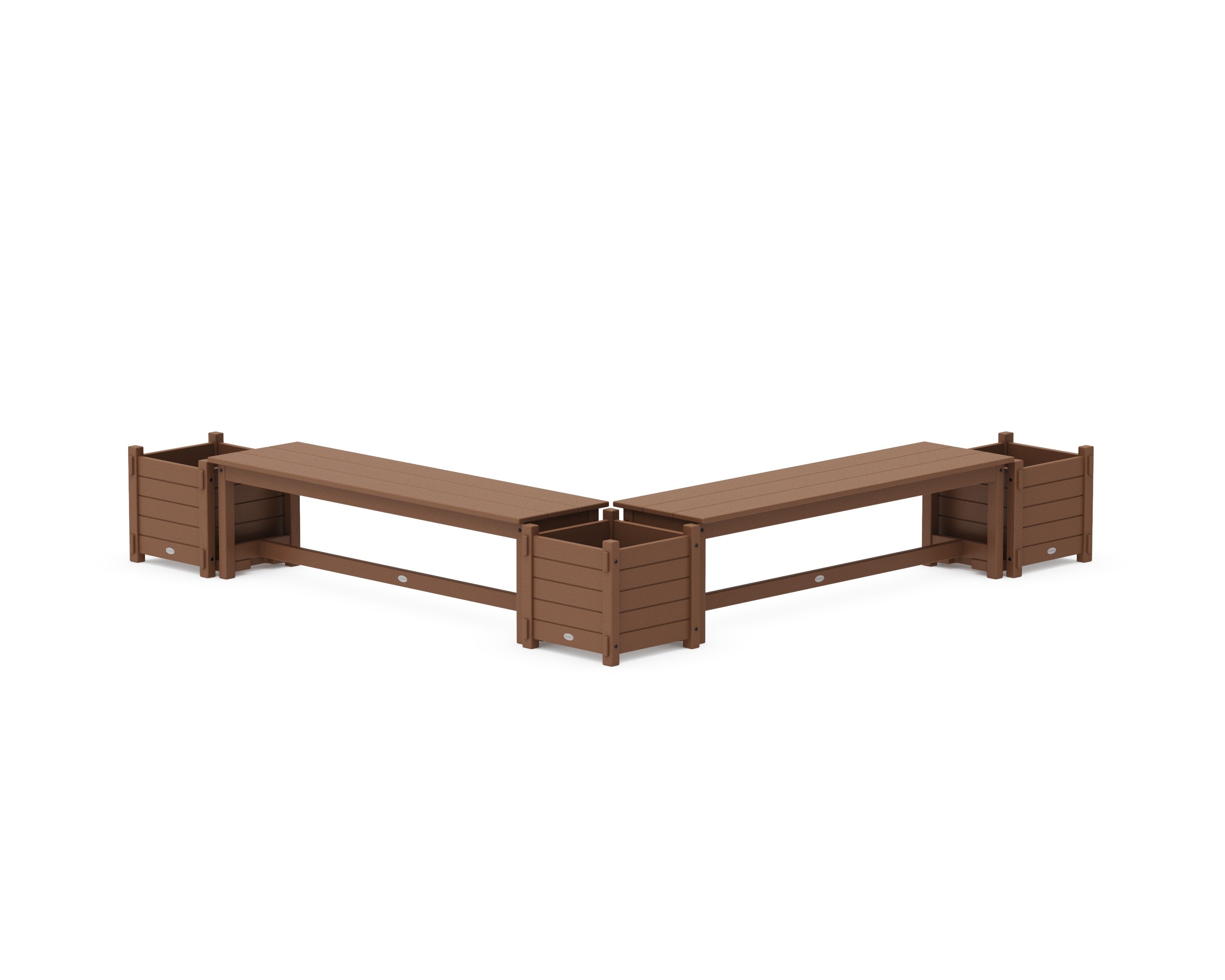 60" Nautical L- Shaped Planter Bench Corner Set in Teak