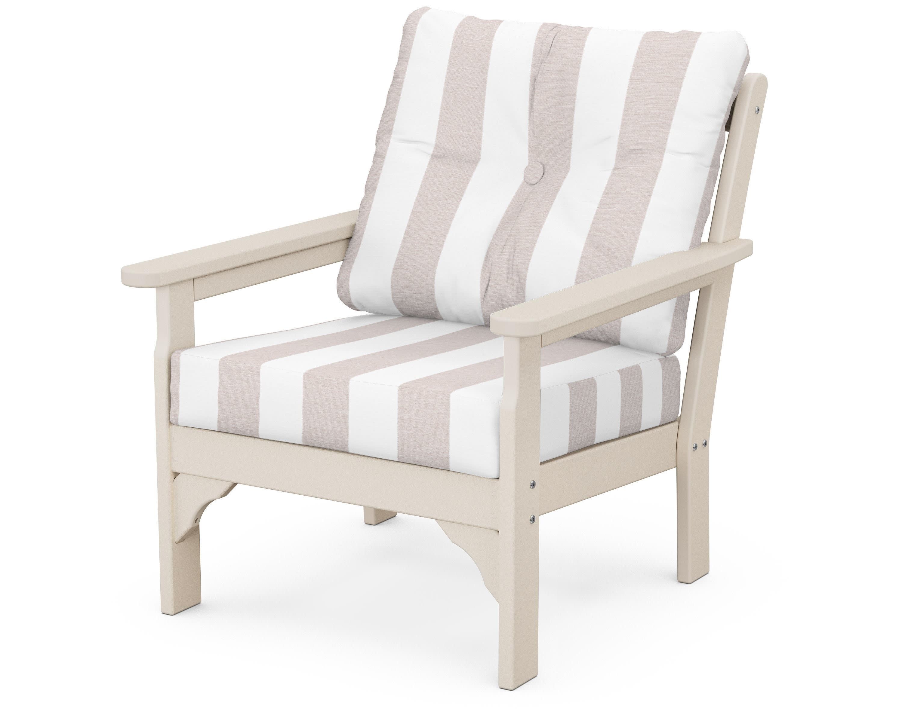 Vineyard Deep Seating Chair in Sand / Cabana Stripe Dune Burlap