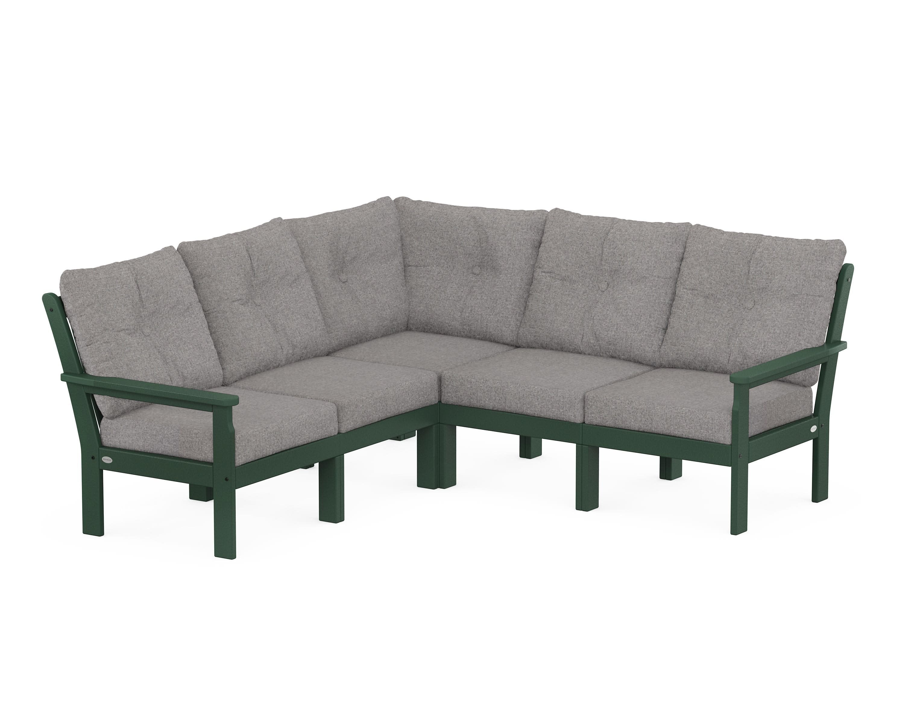 Vineyard 5-Piece Sectional in Green / Grey Mist
