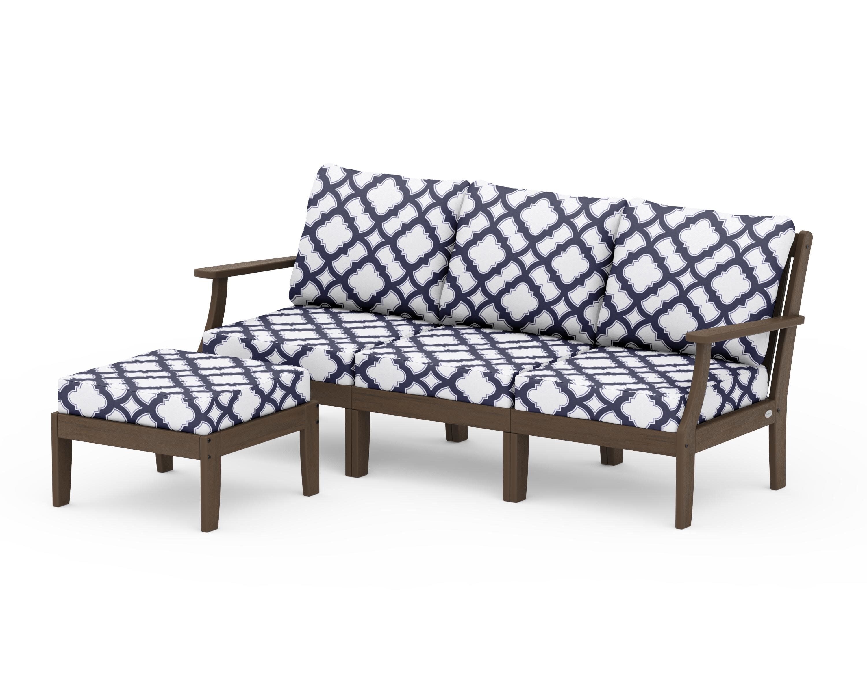 Braxton Modular 4-Piece Deep Seating Set with Ottoman in Kona / Trellis Navy