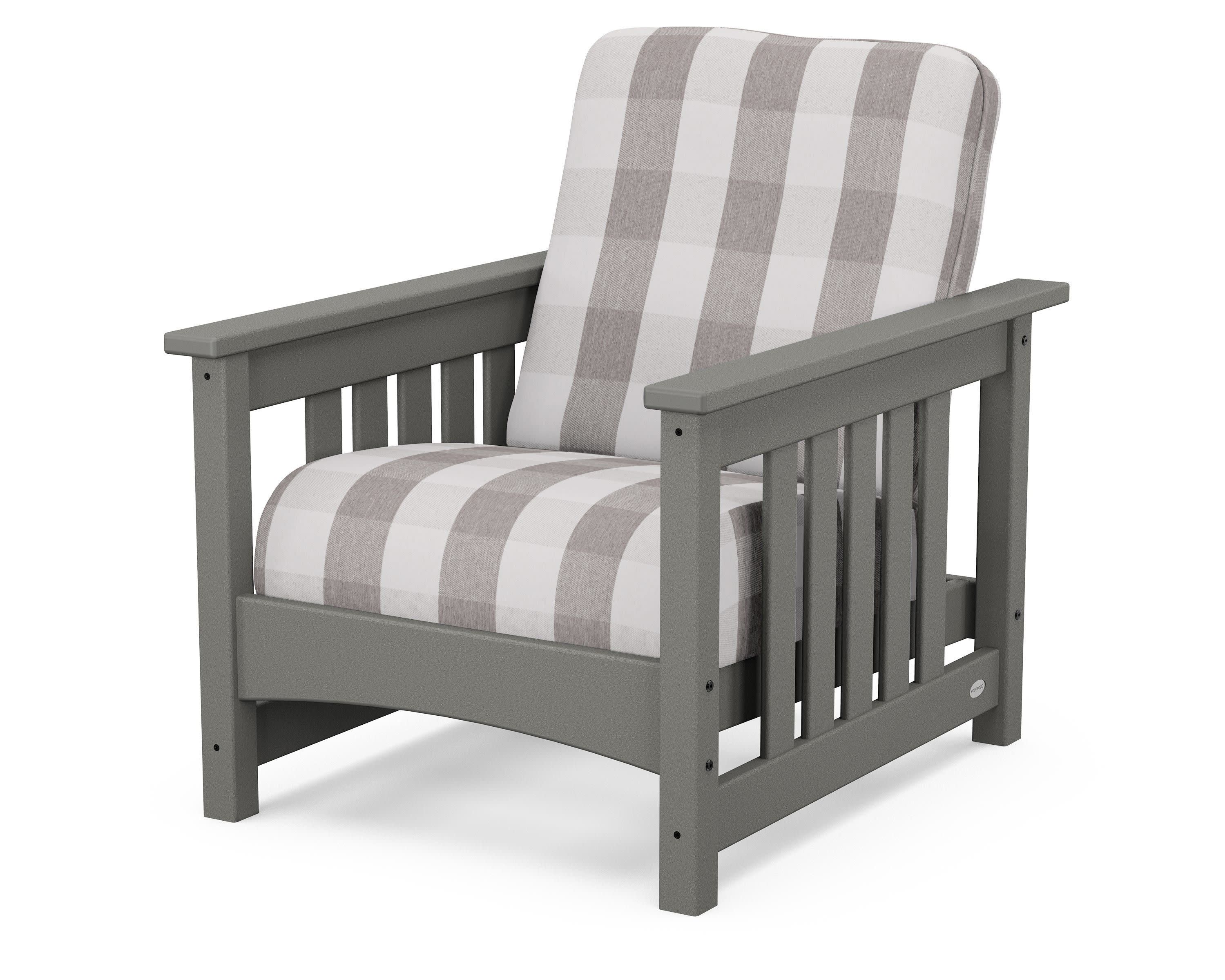Club Mission Chair in Slate Grey / Buffalo Plaid Grey Mist