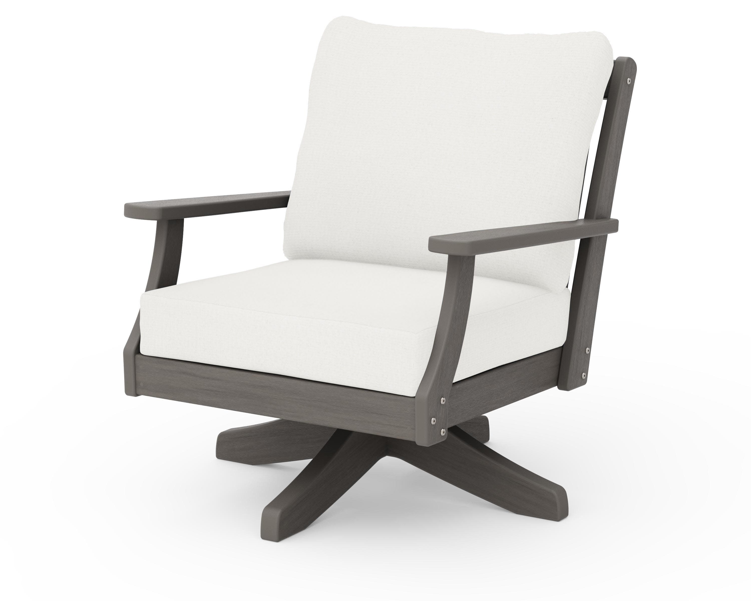 Braxton Deep Seating Swivel Chair in Driftwood / Natural Linen
