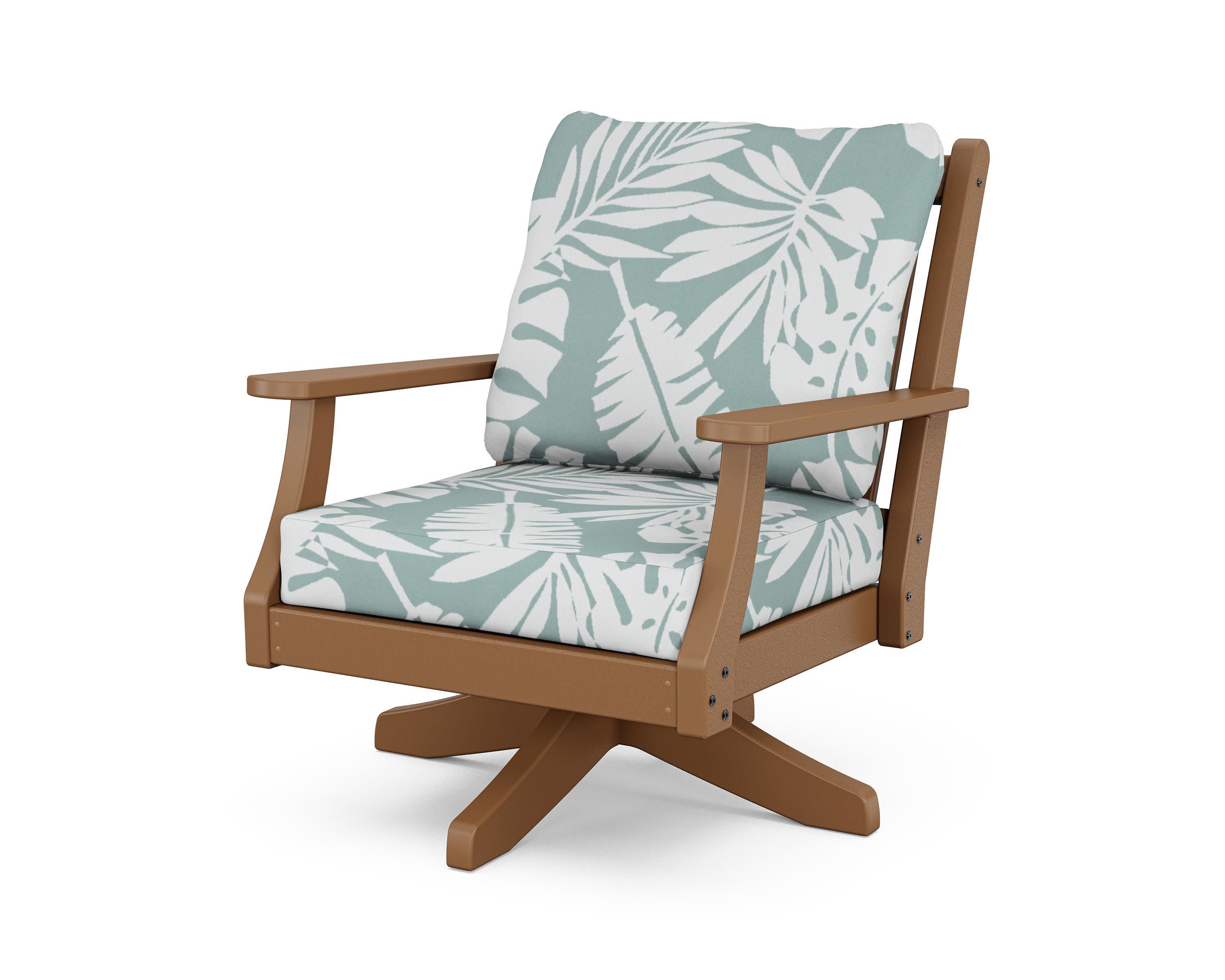 Wovendale Deep Seating Swivel Chair in Teak / Leaf Glacier Spa
