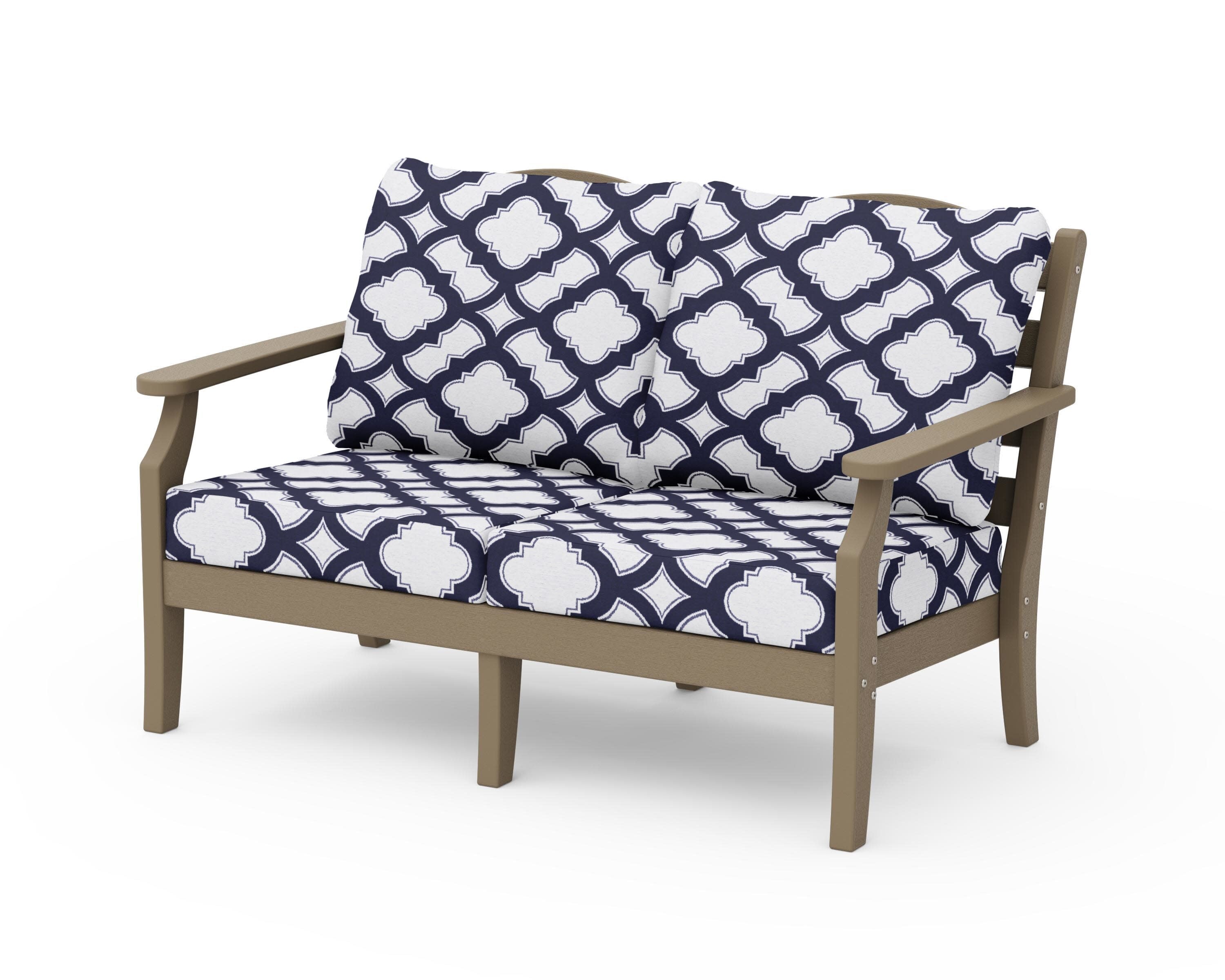 Savannah Deep Seating Loveseat in Vintage Sahara / Trellis Navy