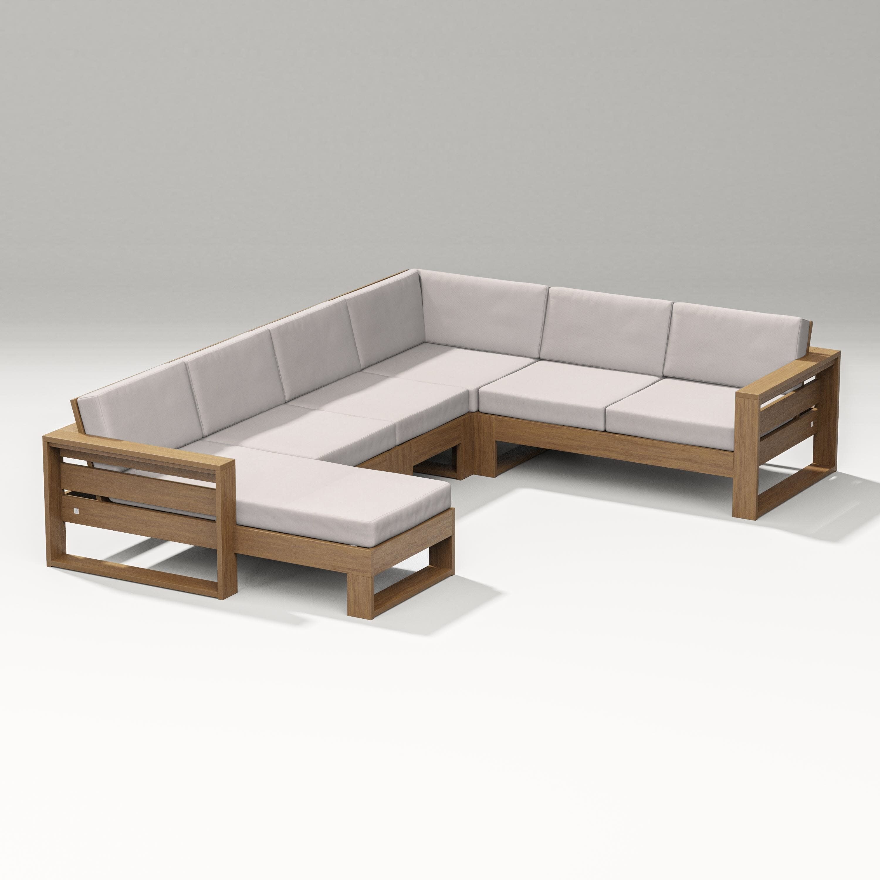 Latitude Corner Sectional with Left Chaise in Natural / Dune Burlap