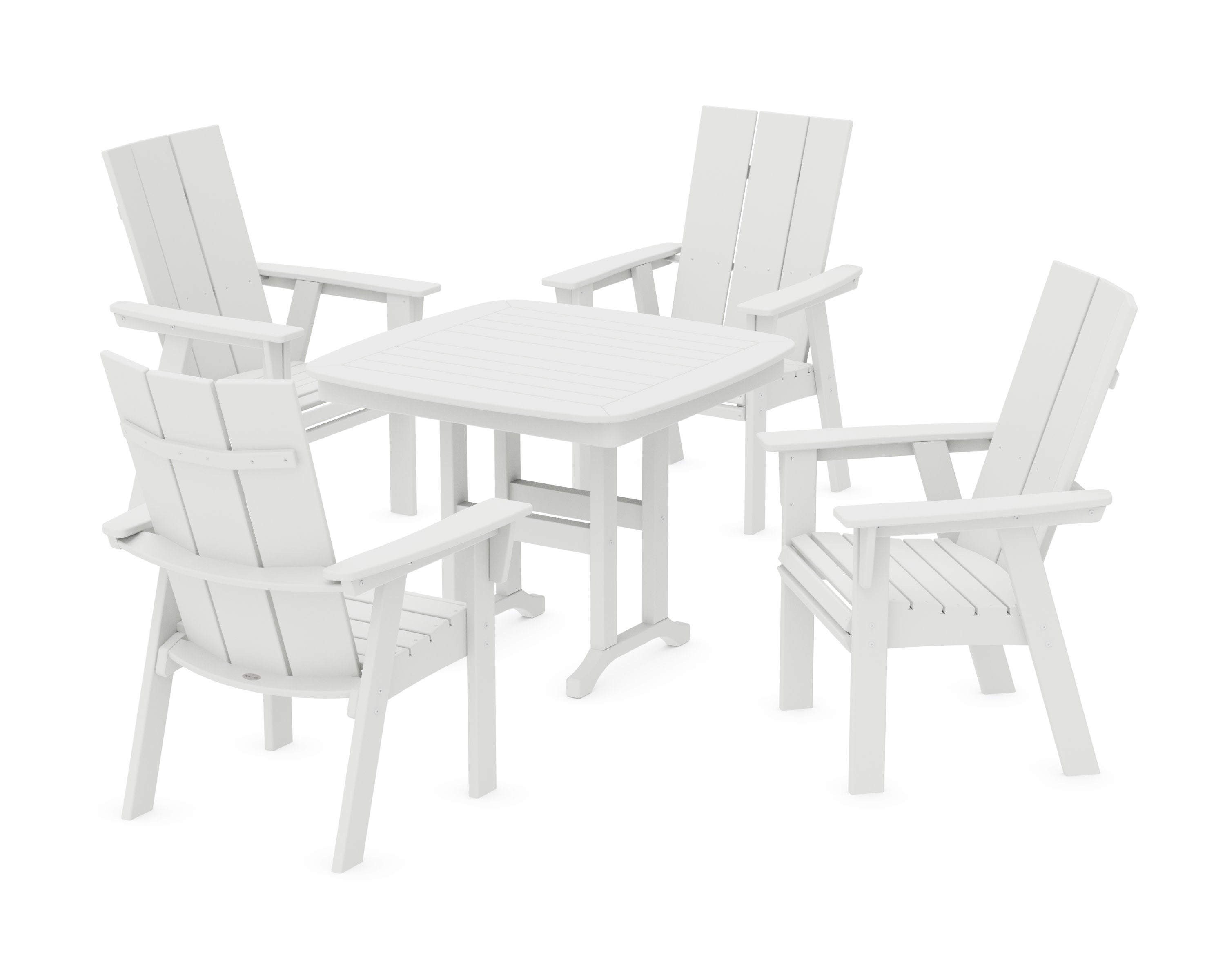 Modern Curveback Adirondack 5-Piece Dining Set in White