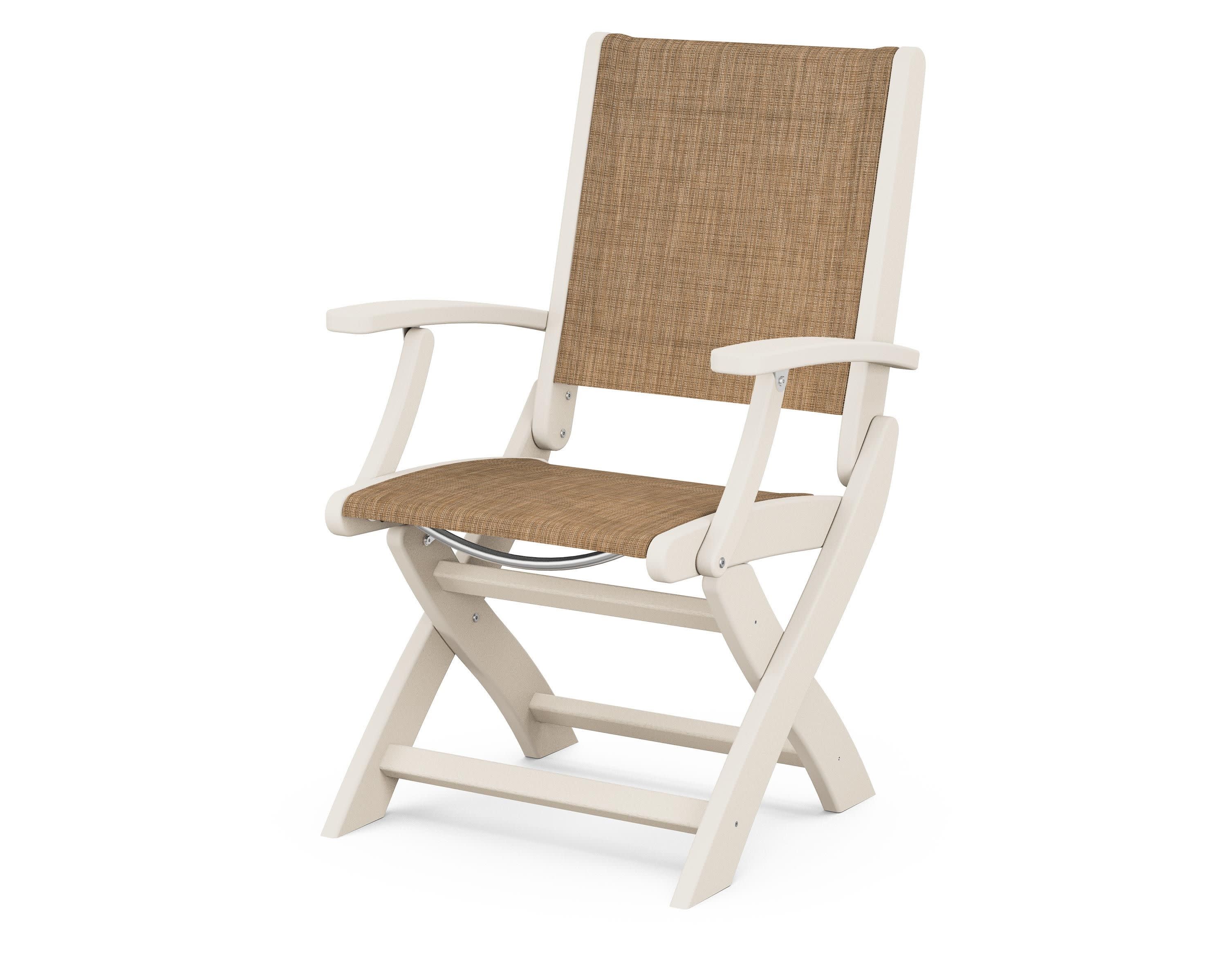 Coastal Folding Chair in Sand / Burlap Sling