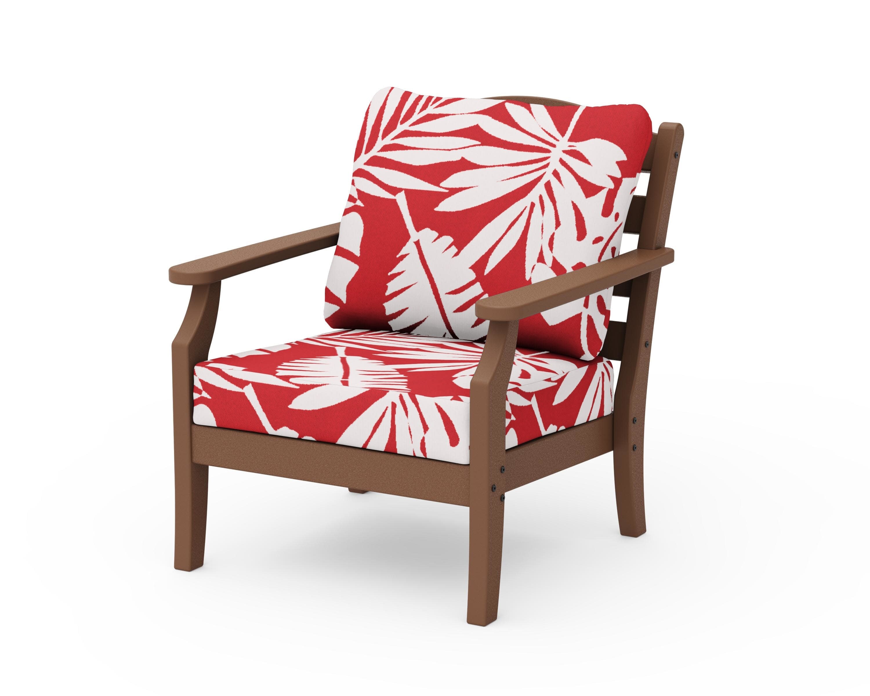 Savannah Deep Seating Chair in Teak / Leaf Crimson