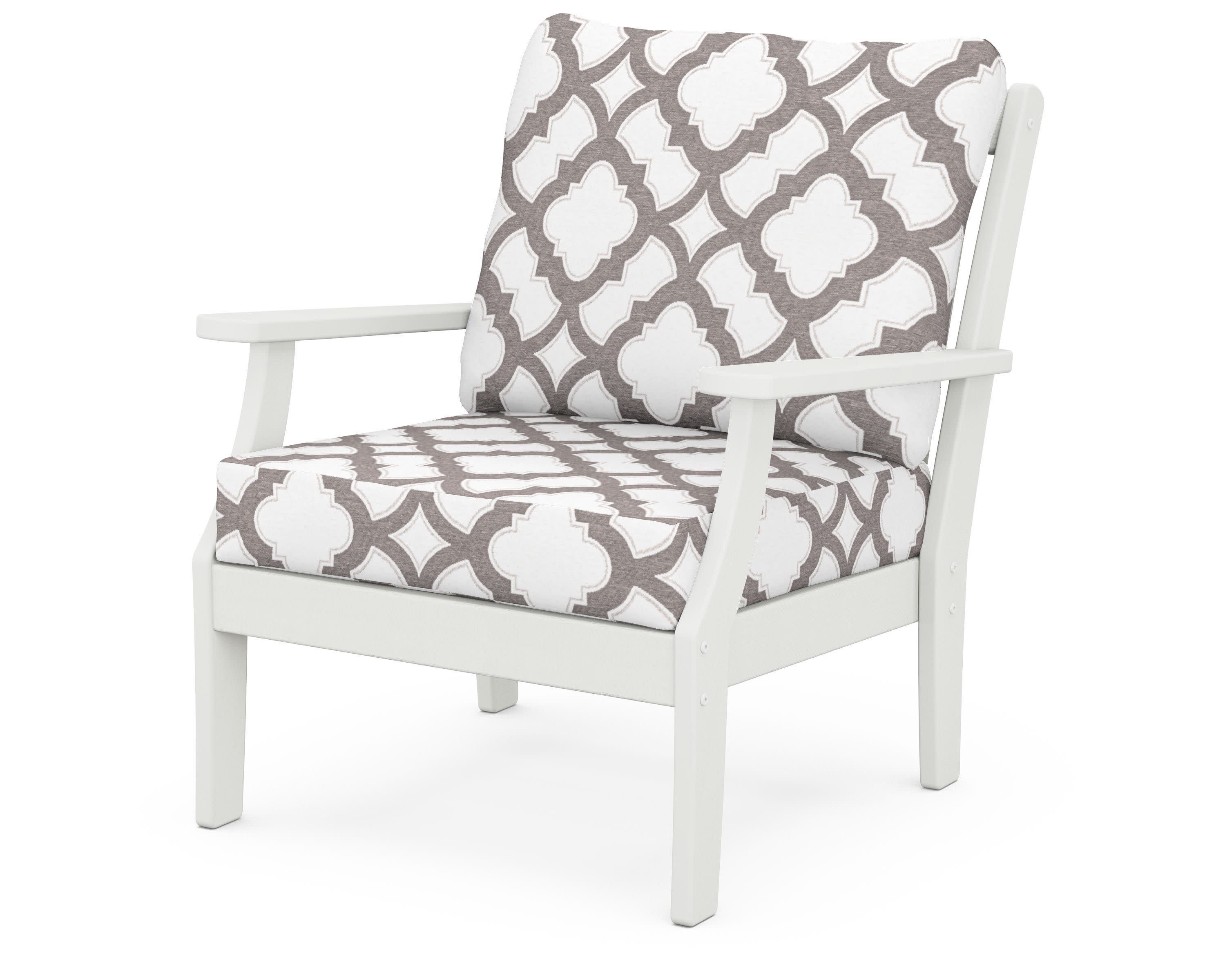 Braxton Deep Seating Chair in Vintage White / Trellis Grey Mist