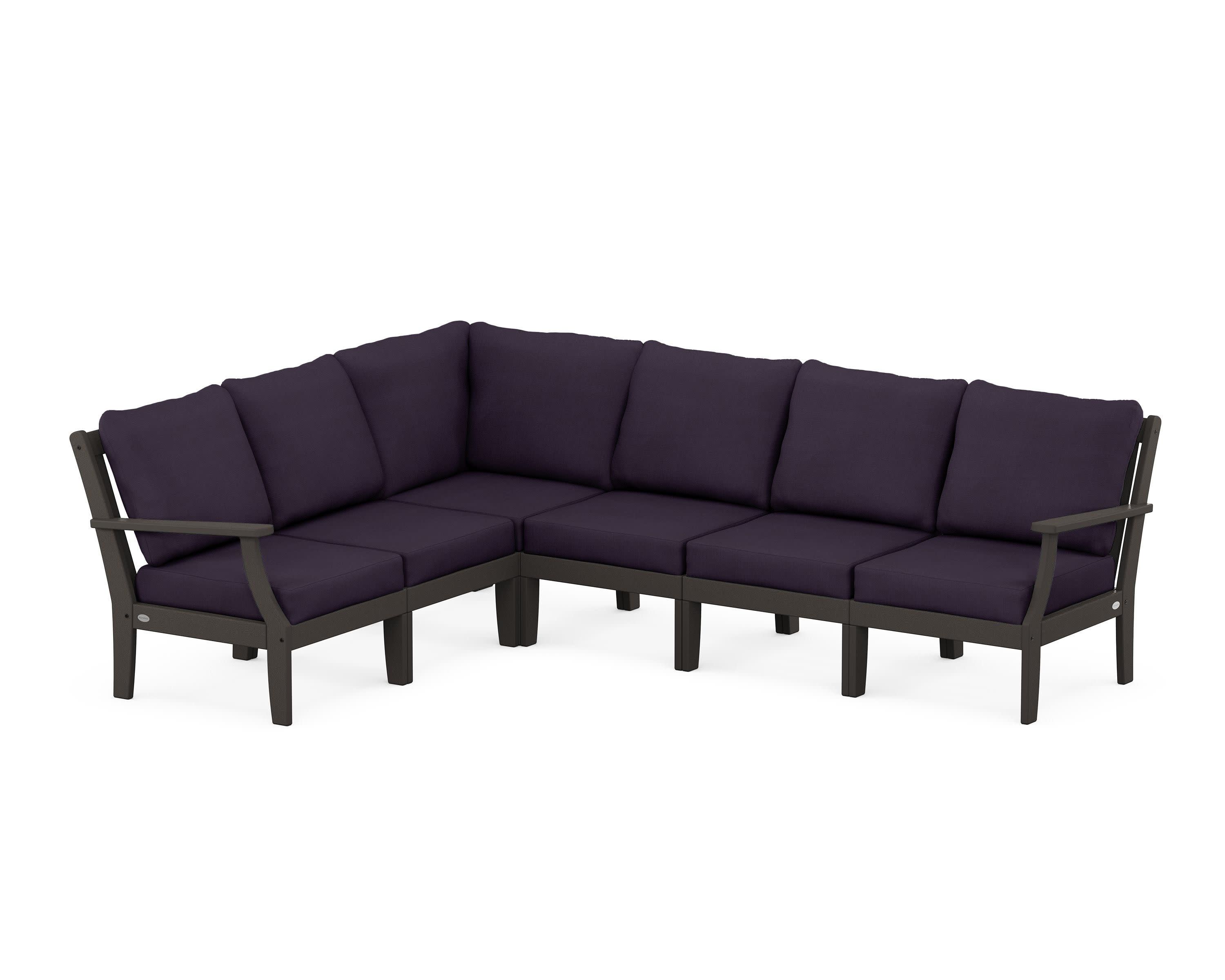 Braxton Modular 6-Piece Deep Seating Set in Vintage Coffee / Navy Linen