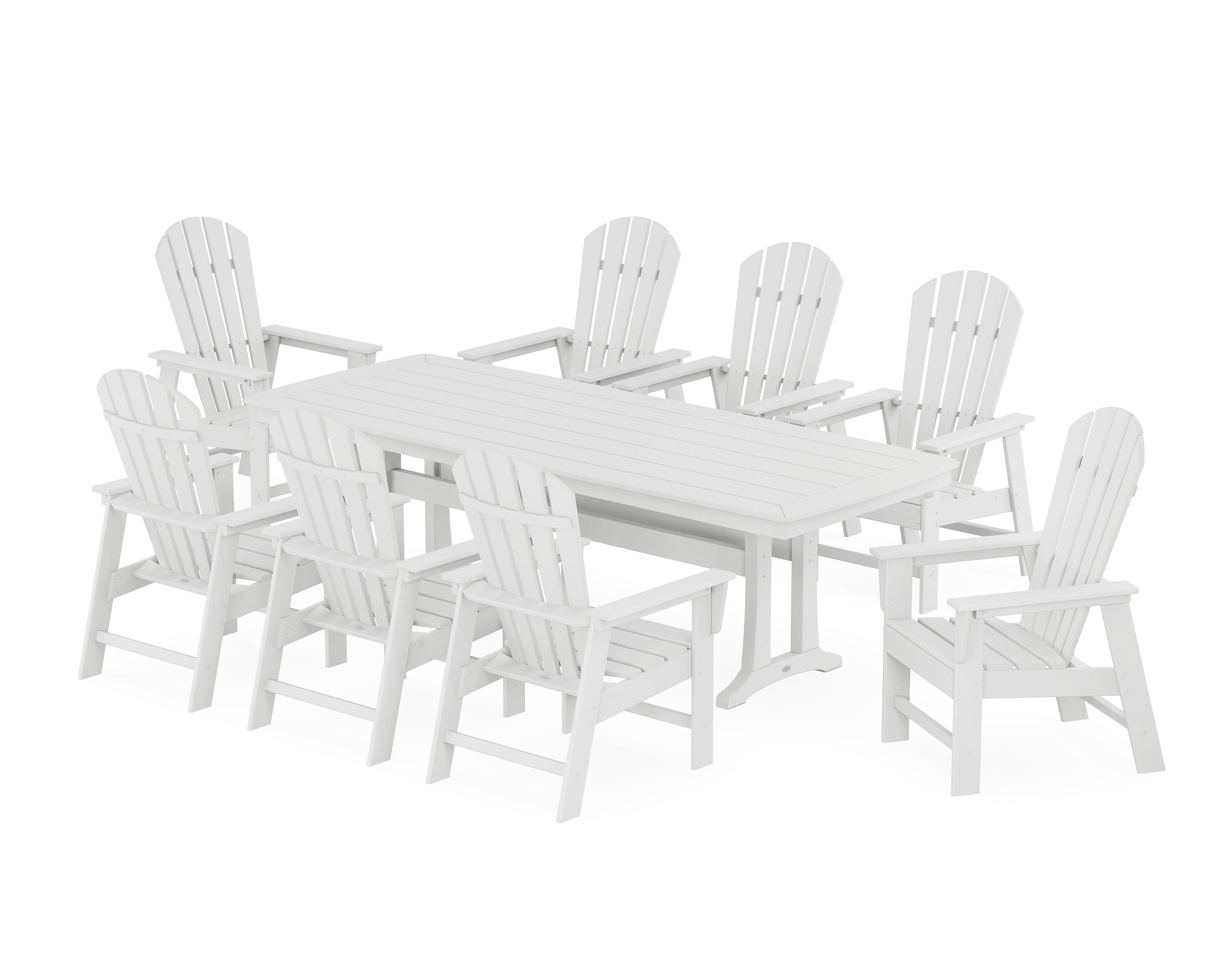 South Beach 9-Piece Dining Set with Trestle Legs in White