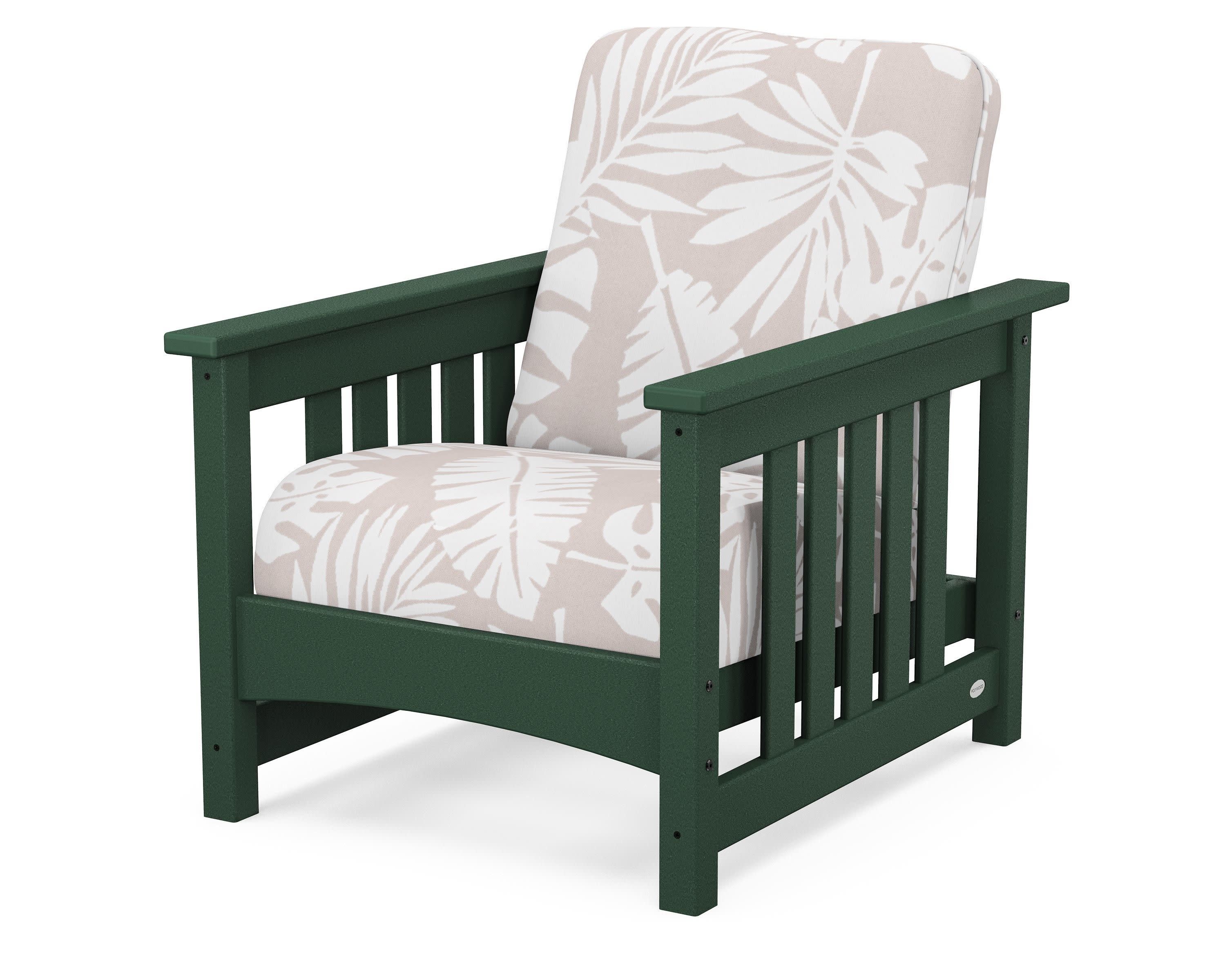 Club Mission Chair in Green / Leaf Dune Burlap