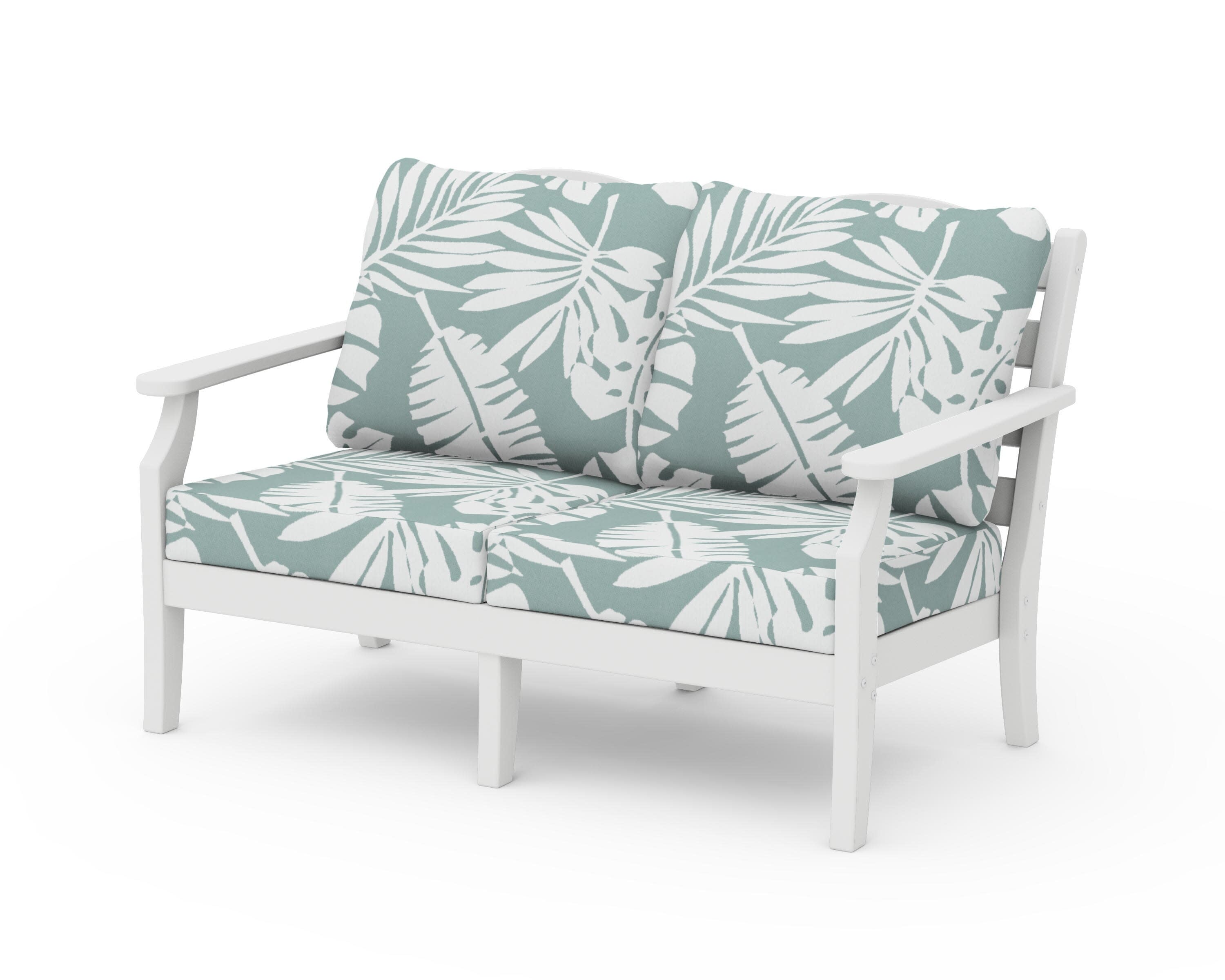 Savannah Deep Seating Loveseat in White / Leaf Glacier Spa