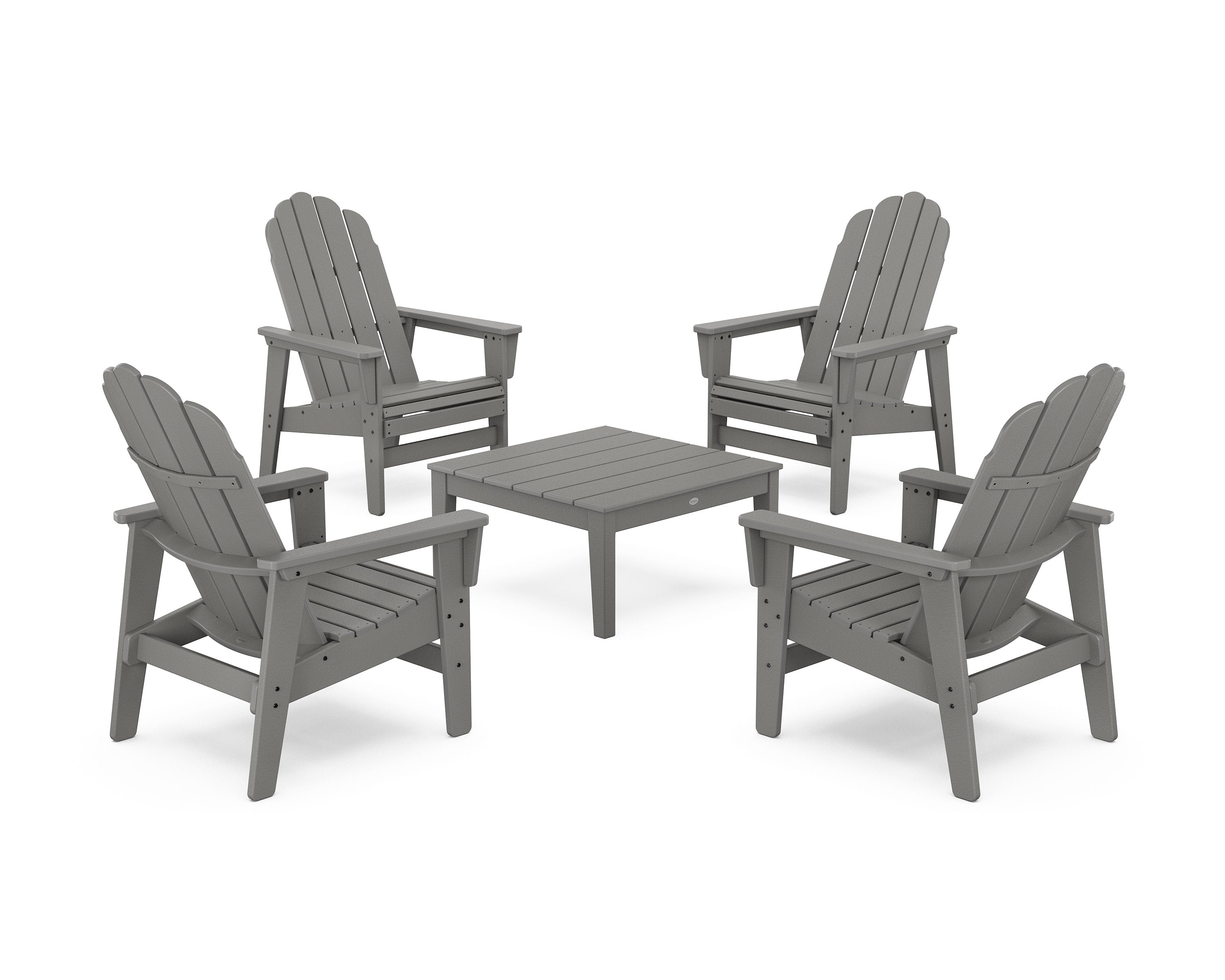5-Piece Vineyard Grand Upright Adirondack Chair Conversation Group in Slate Grey