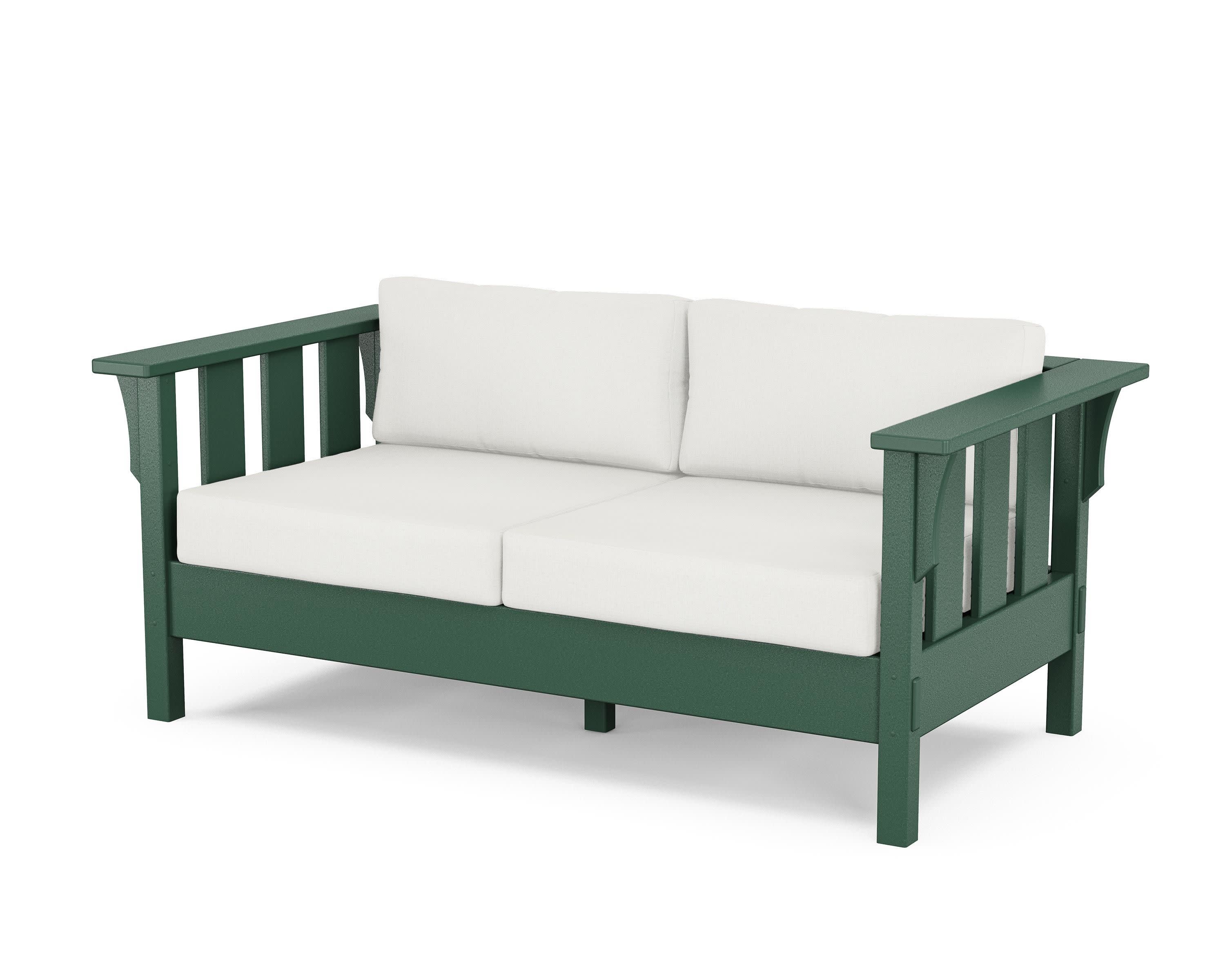 Acadia Deep Seating Loveseat in Green / Natural Linen
