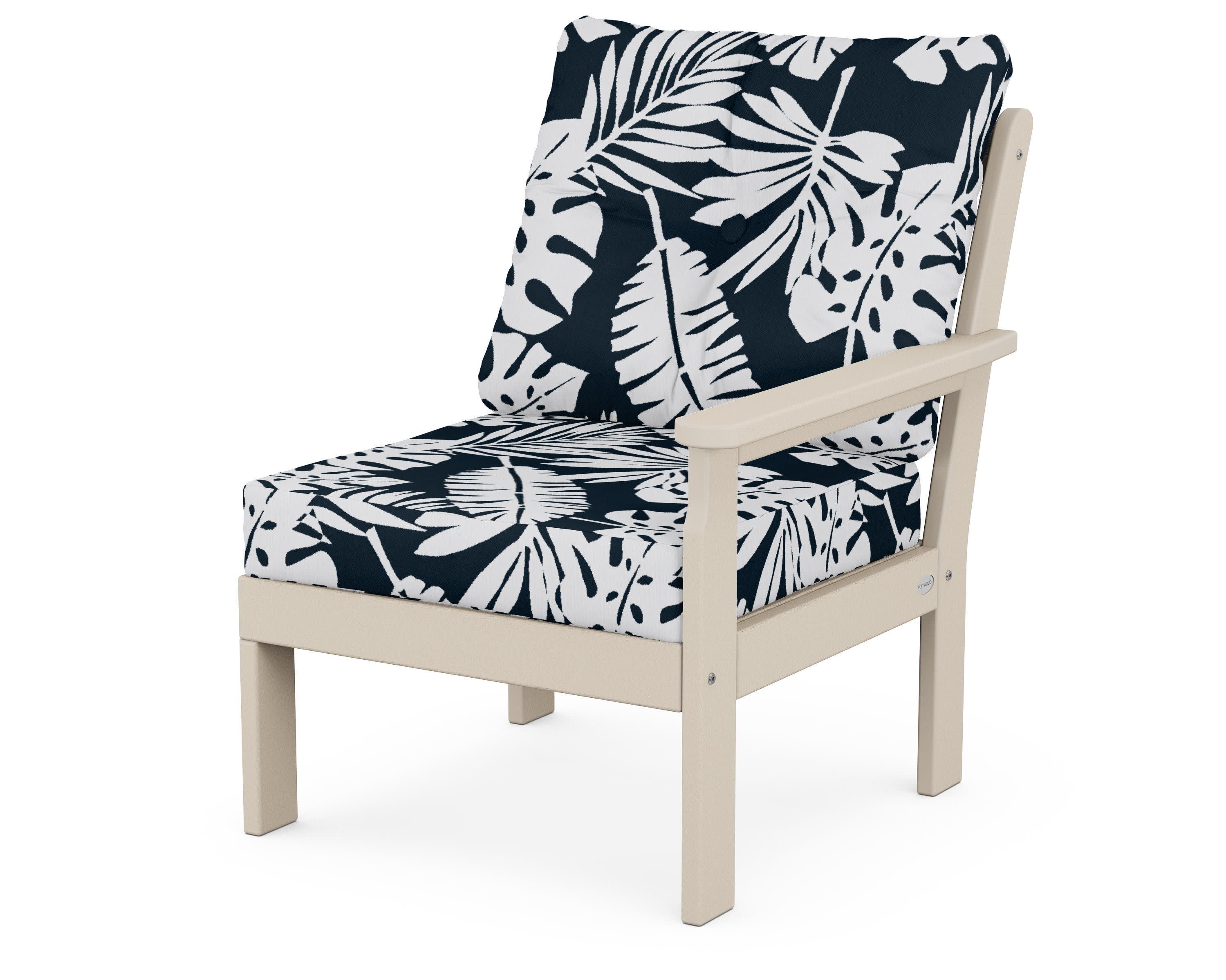 Vineyard Modular Right Arm Chair in Sand / Leaf Marine Indigo