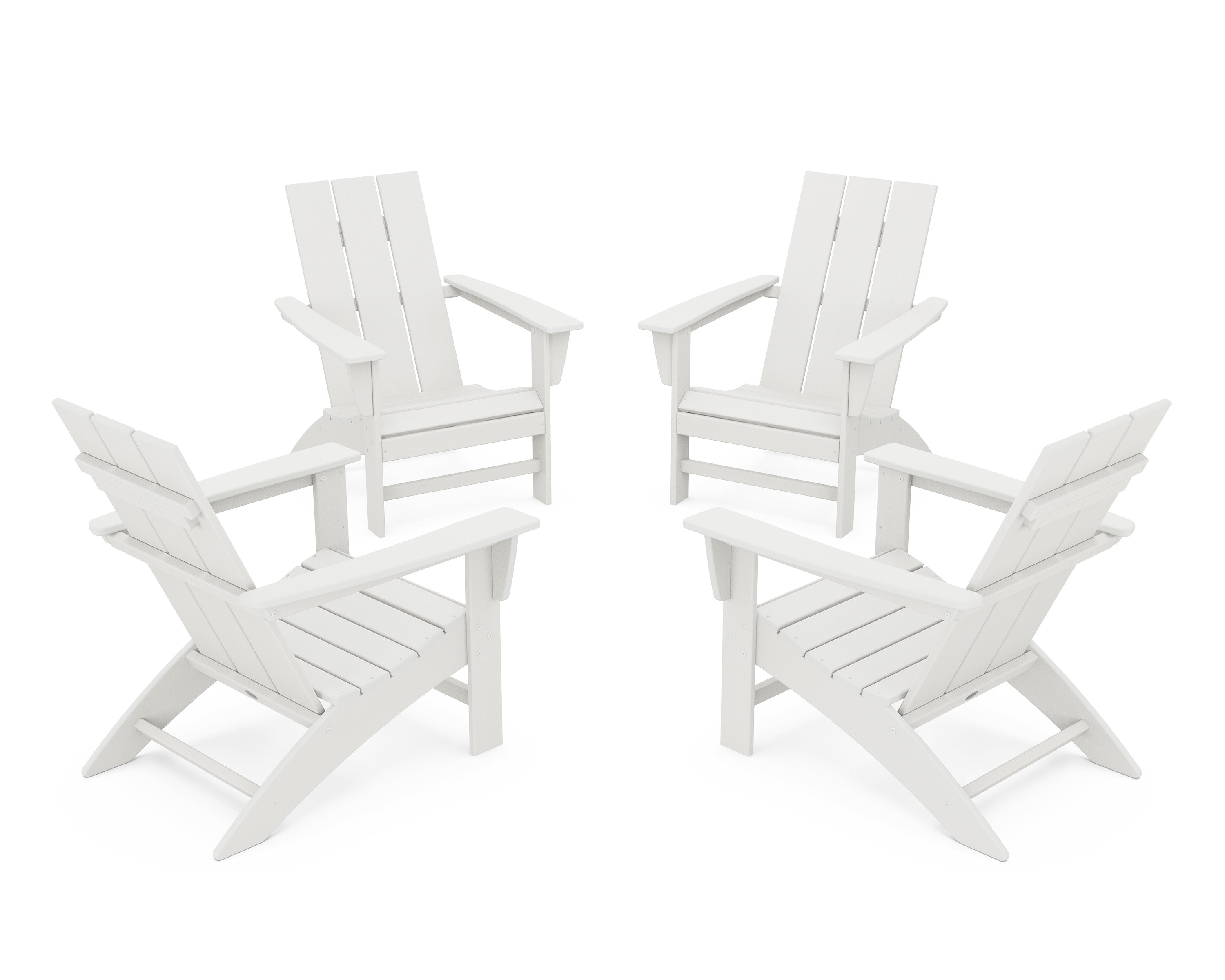 4-Piece Modern Adirondack Chair Conversation Set in Vintage White