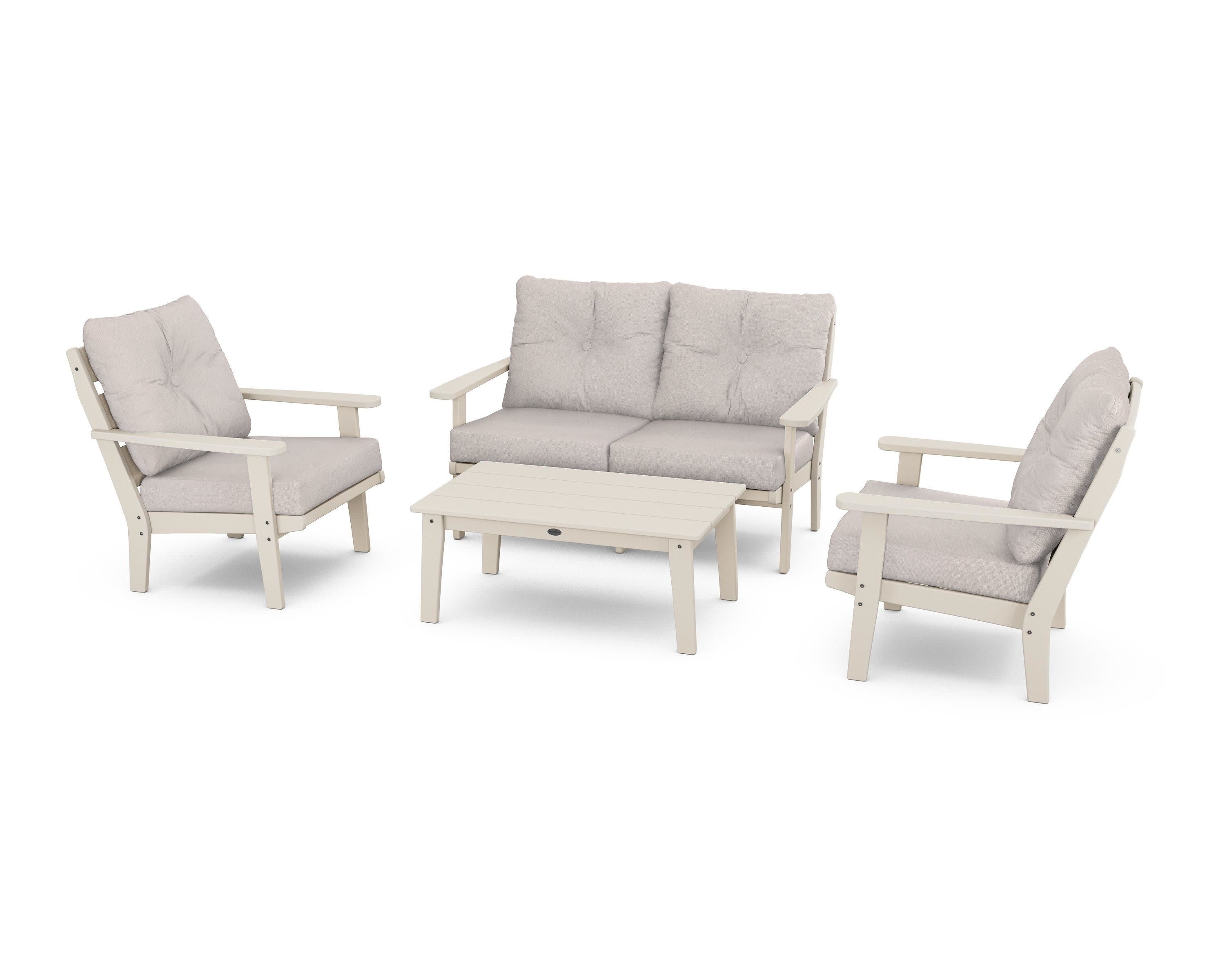 Lakeside 4-Piece Deep Seating Set in Sand / Dune Burlap