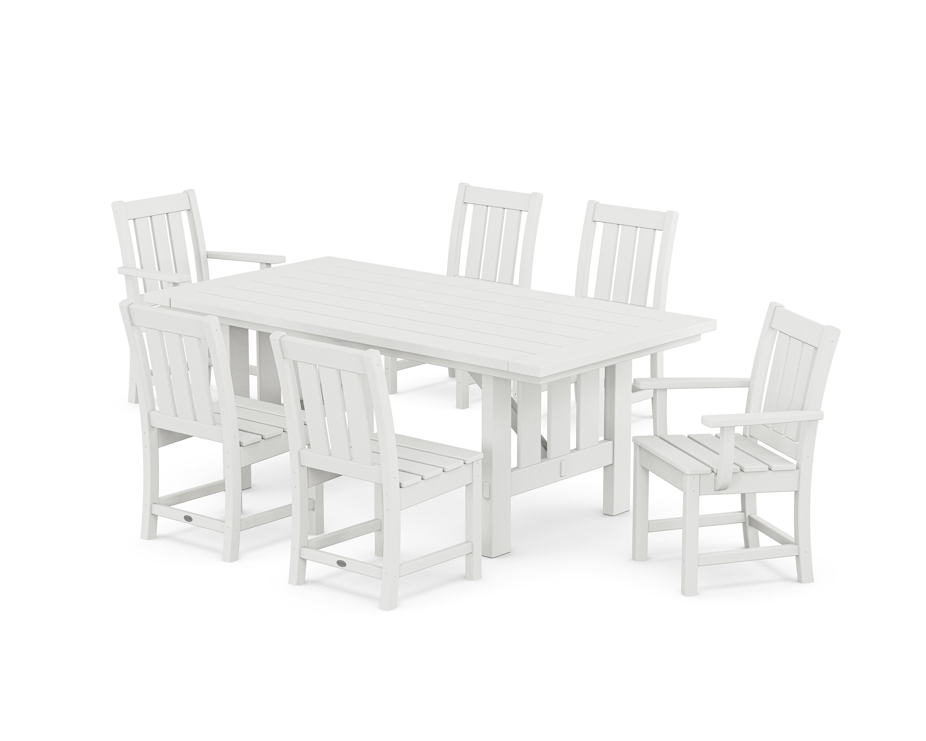 Oxford 7-Piece Dining Set with Mission Table in White