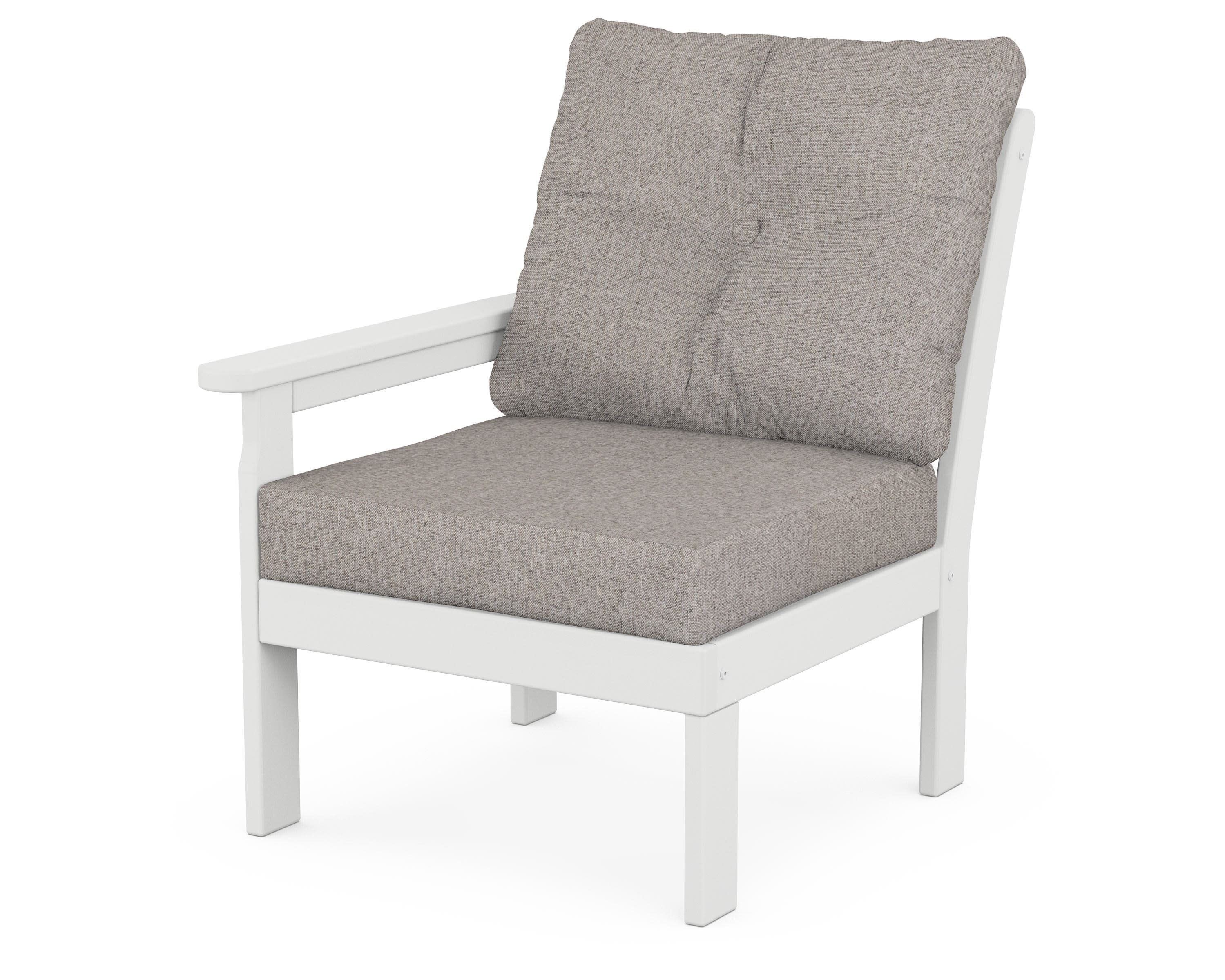 Vineyard Modular Left Arm Chair in White / Weathered Tweed