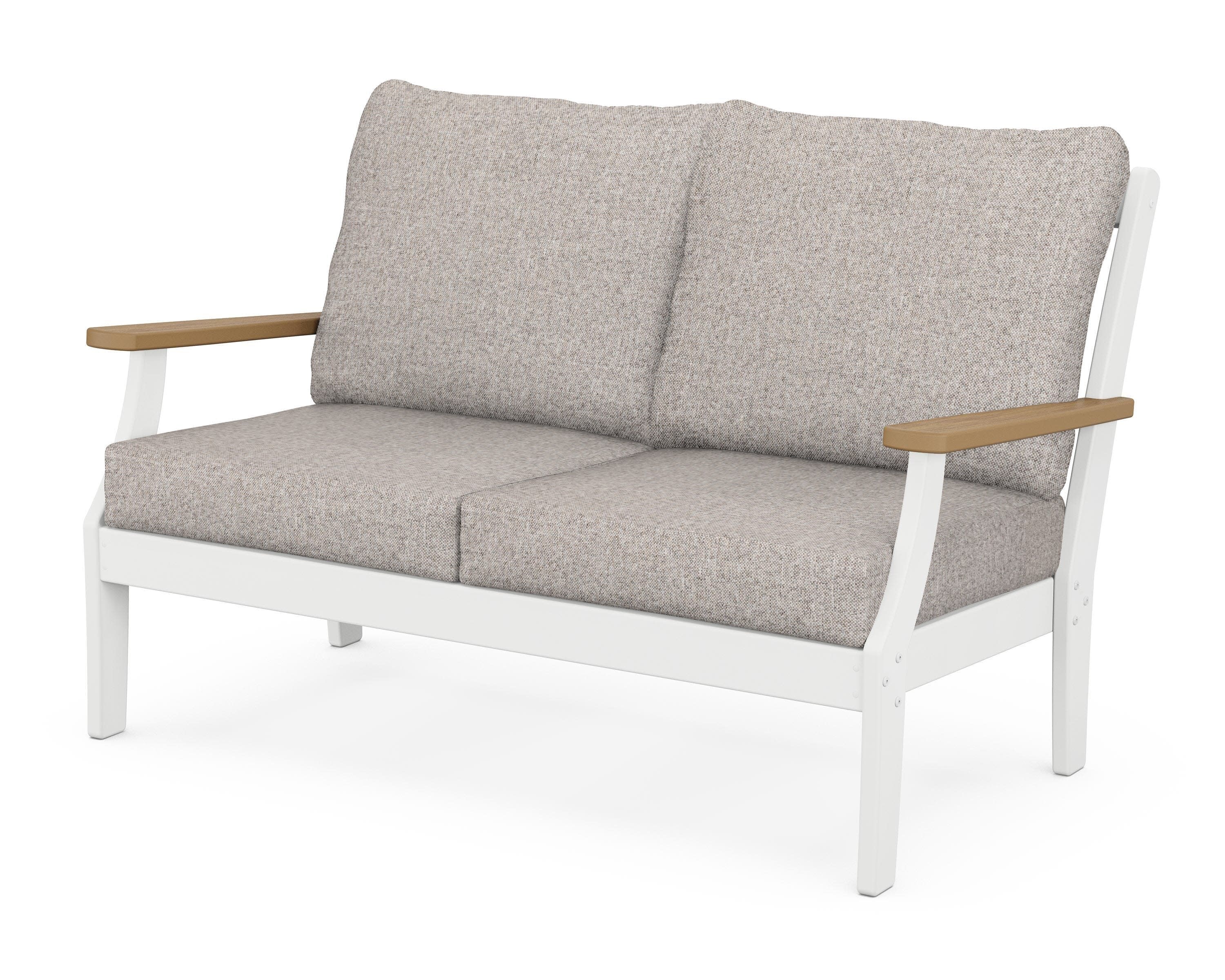 Braxton Deep Seating Loveseat in White / Natural / Weathered Tweed