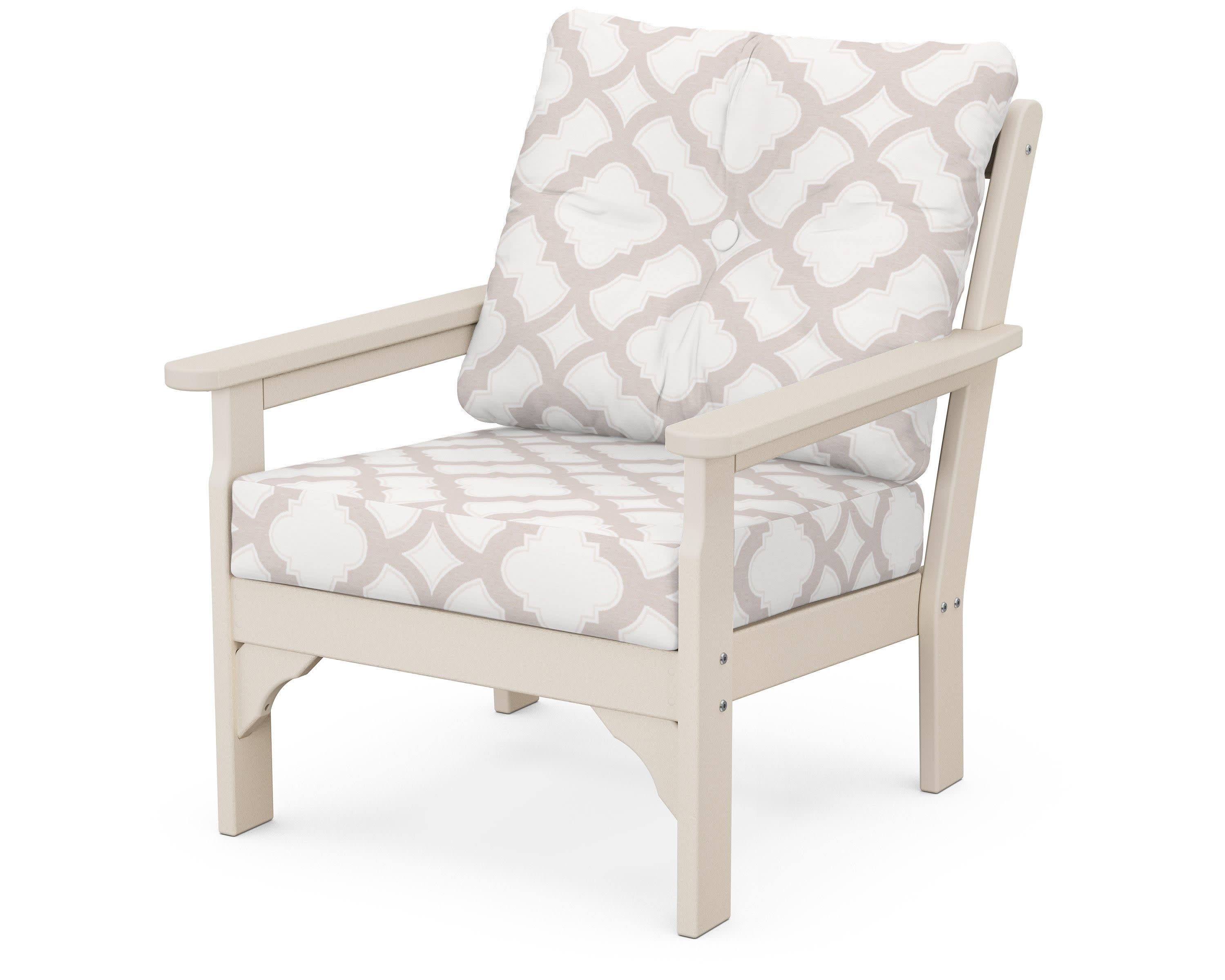 Vineyard Deep Seating Chair in Sand / Trellis Dune Burlap