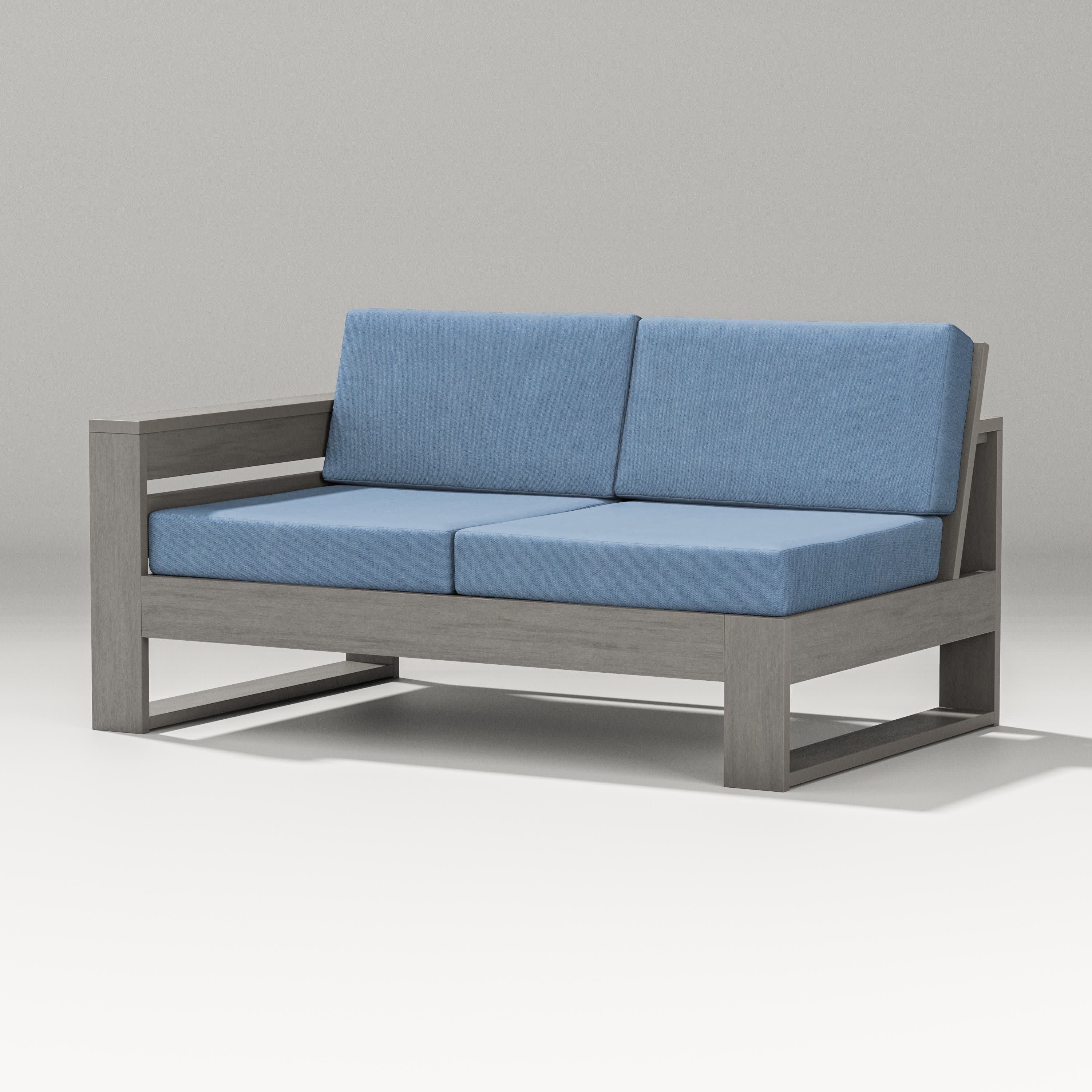 Latitude Modular Left Arm Loveseat in Driftwood / Sky Blue