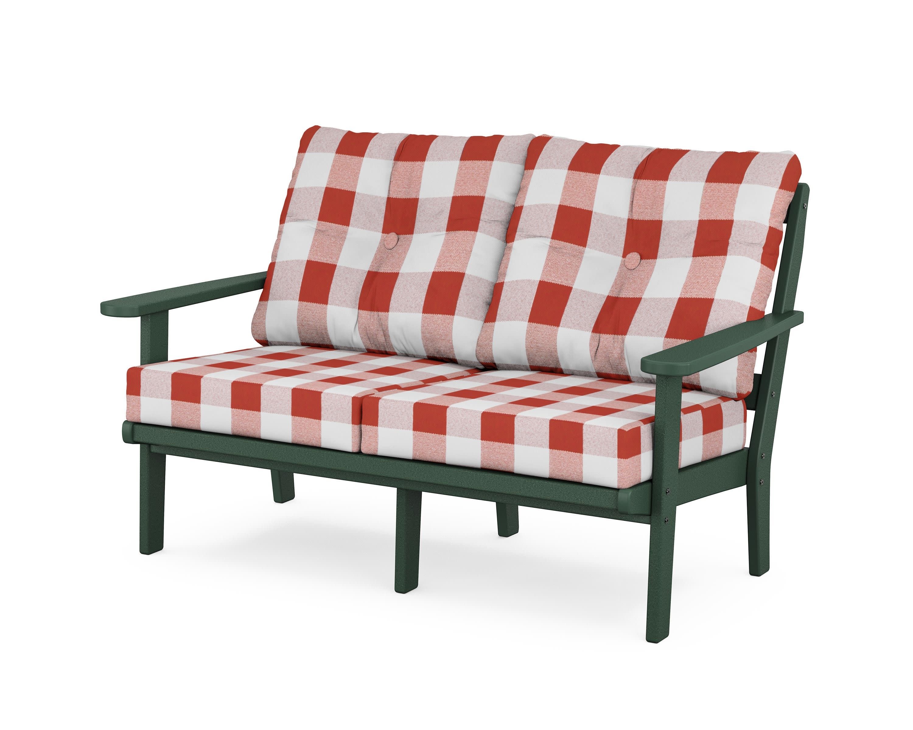 Mission Deep SeatingLoveseat in Green / Buffalo Plaid Crimson