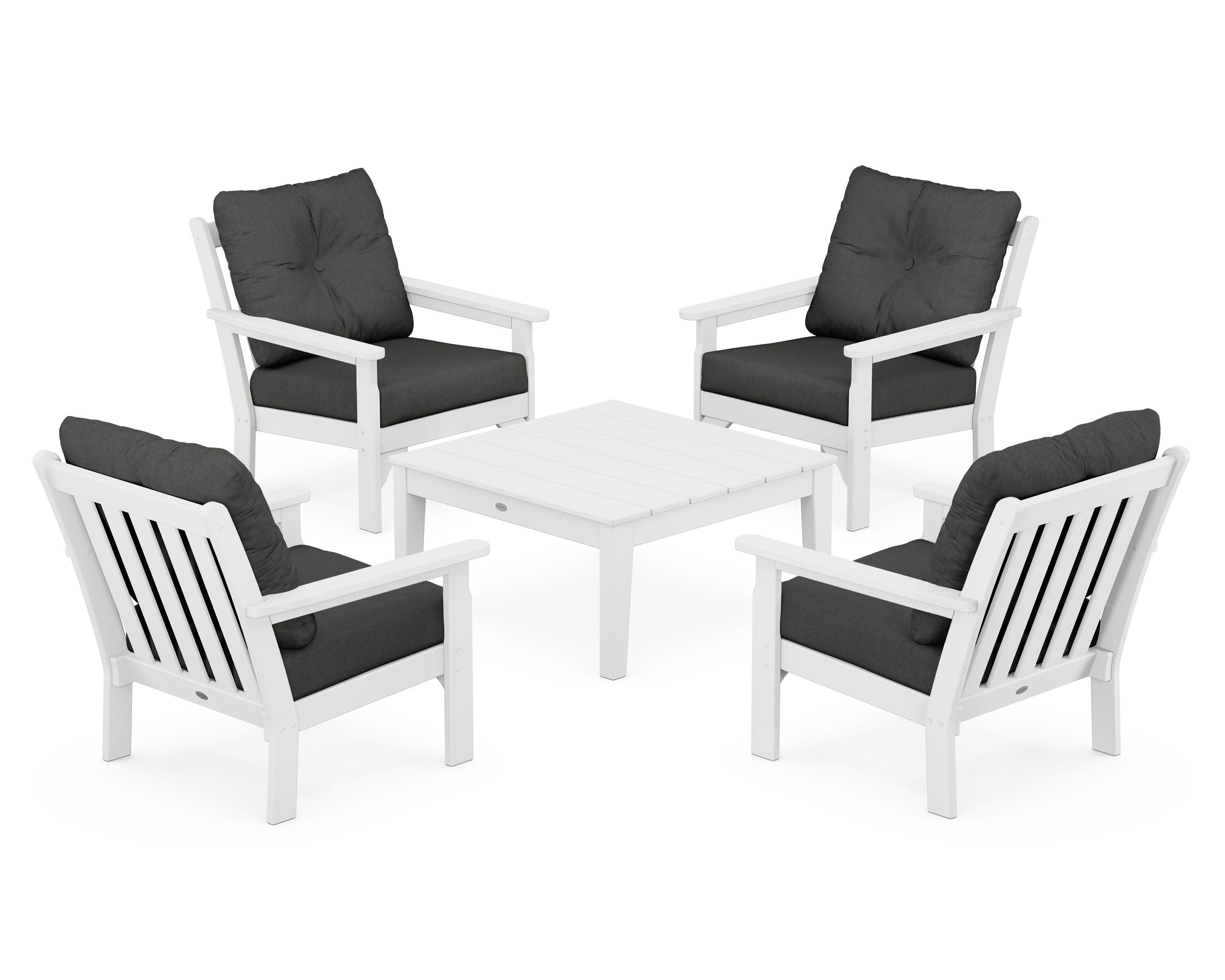 Vineyard 5-Piece Deep Seating Conversation Set in White / Spectrum Carbon