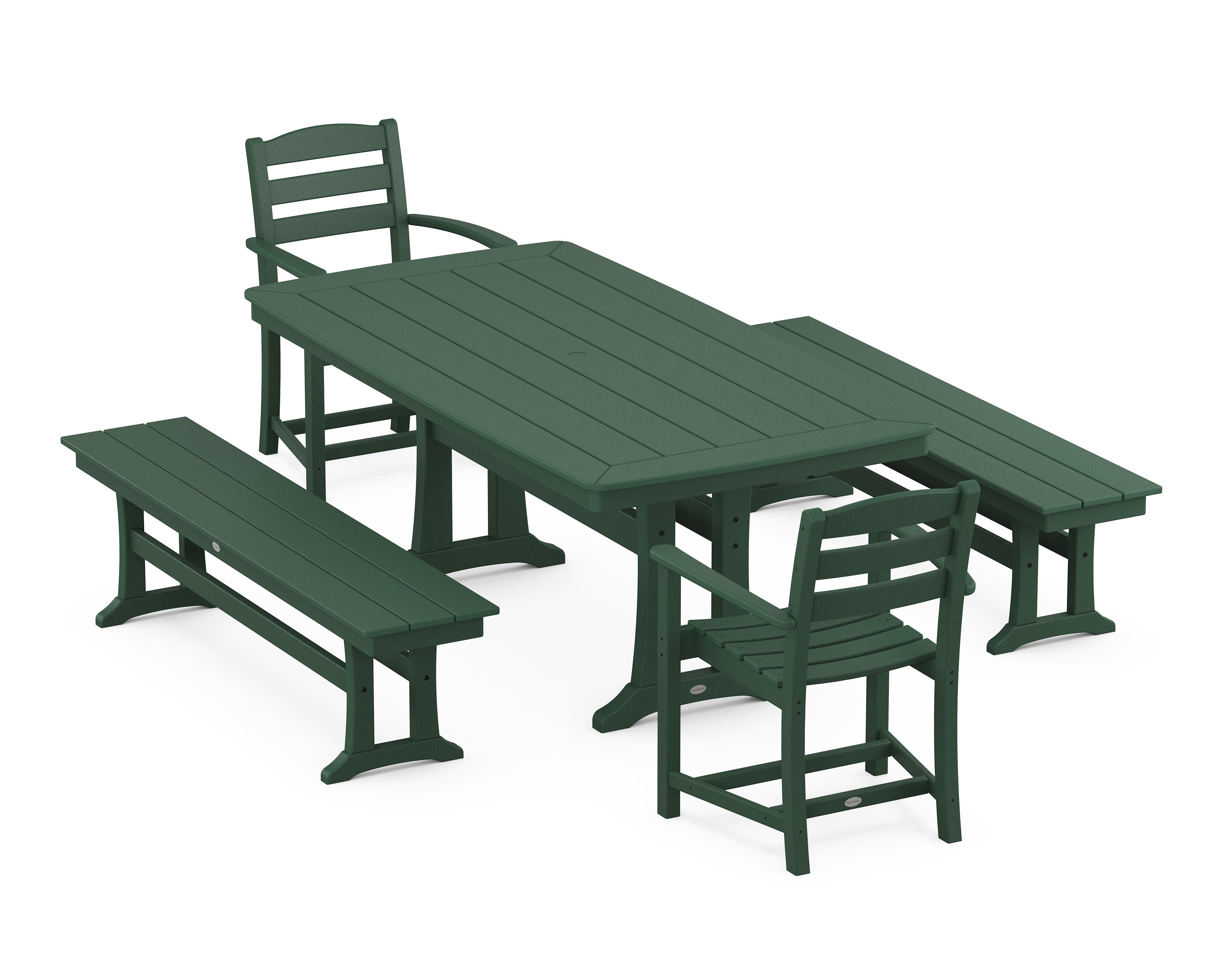 La Casa Cafe 5-Piece Dining Set with Trestle Legs in Green