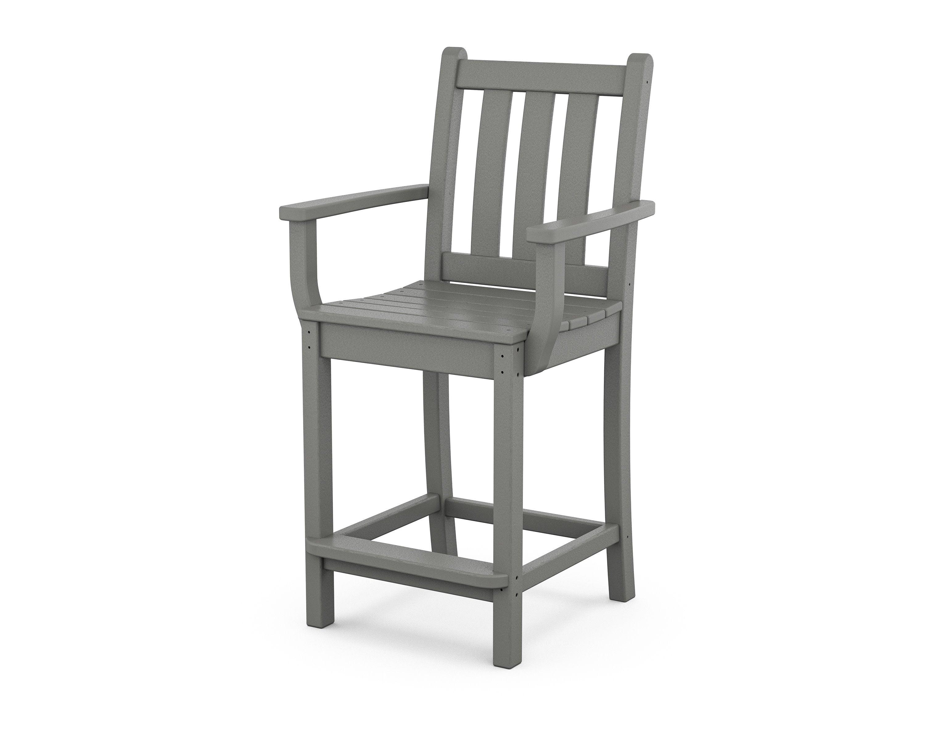 Traditional Garden Counter Arm Chair in Slate Grey
