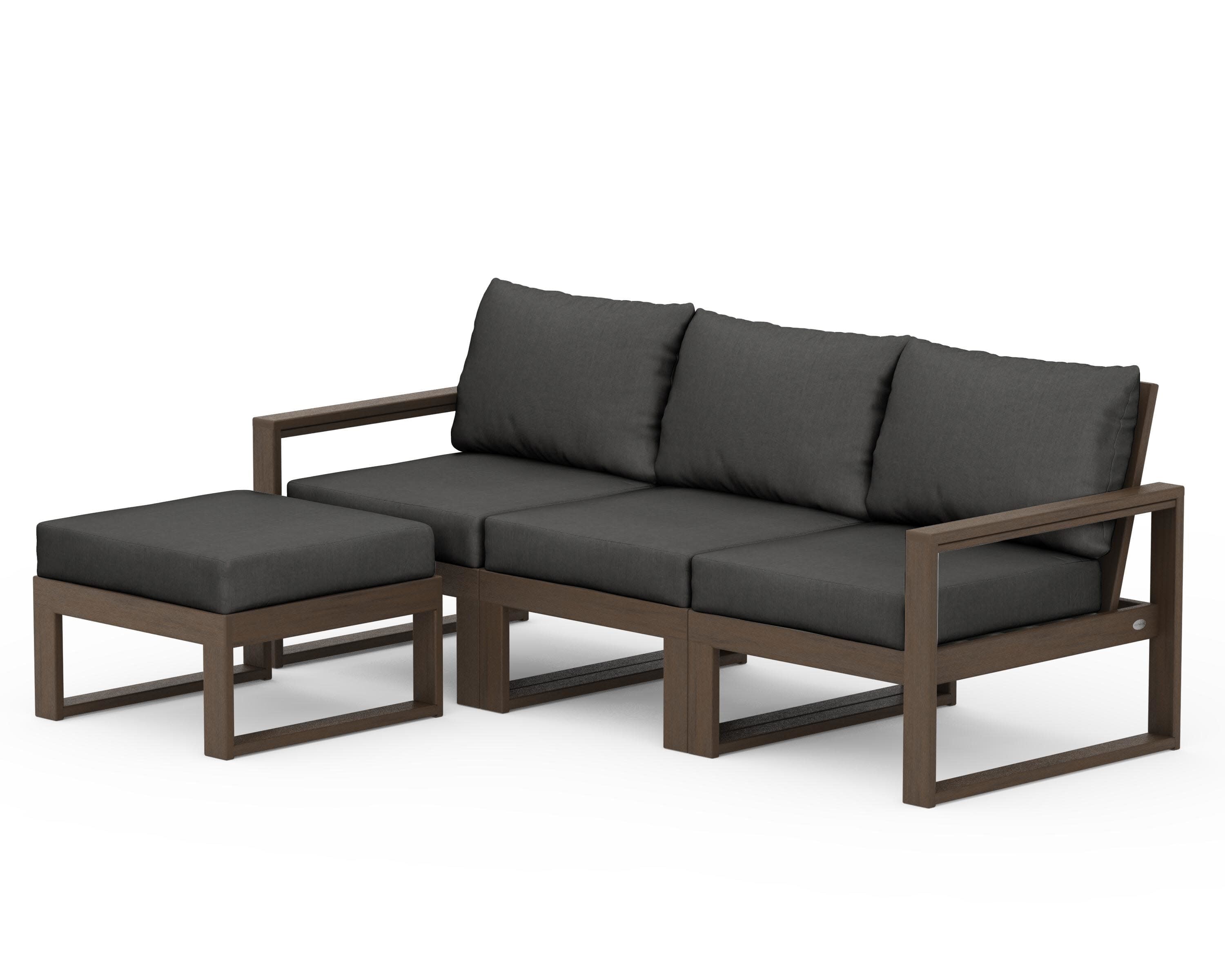 EDGE 4-Piece Modular Deep Seating Set with Ottoman in Kona / Spectrum Carbon