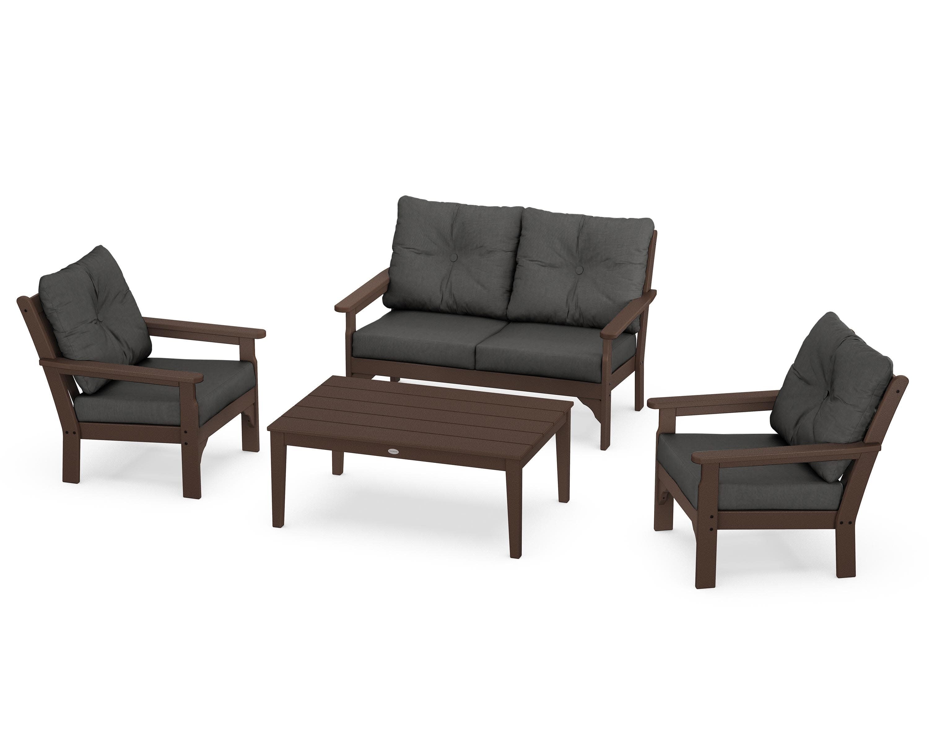 Vineyard 4-Piece Deep Seating Set in Mahogany / Spectrum Carbon