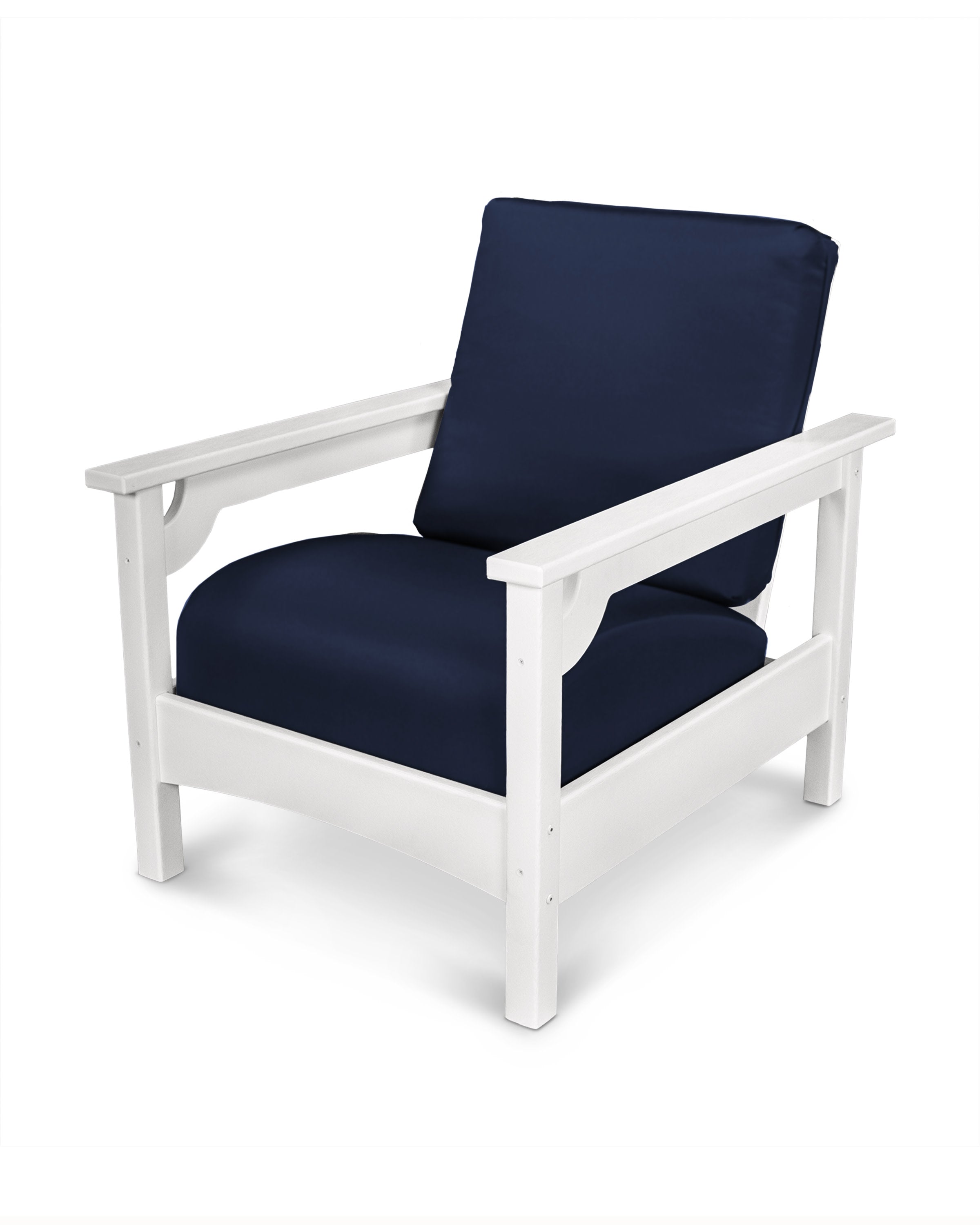 Club Chair in White / Navy