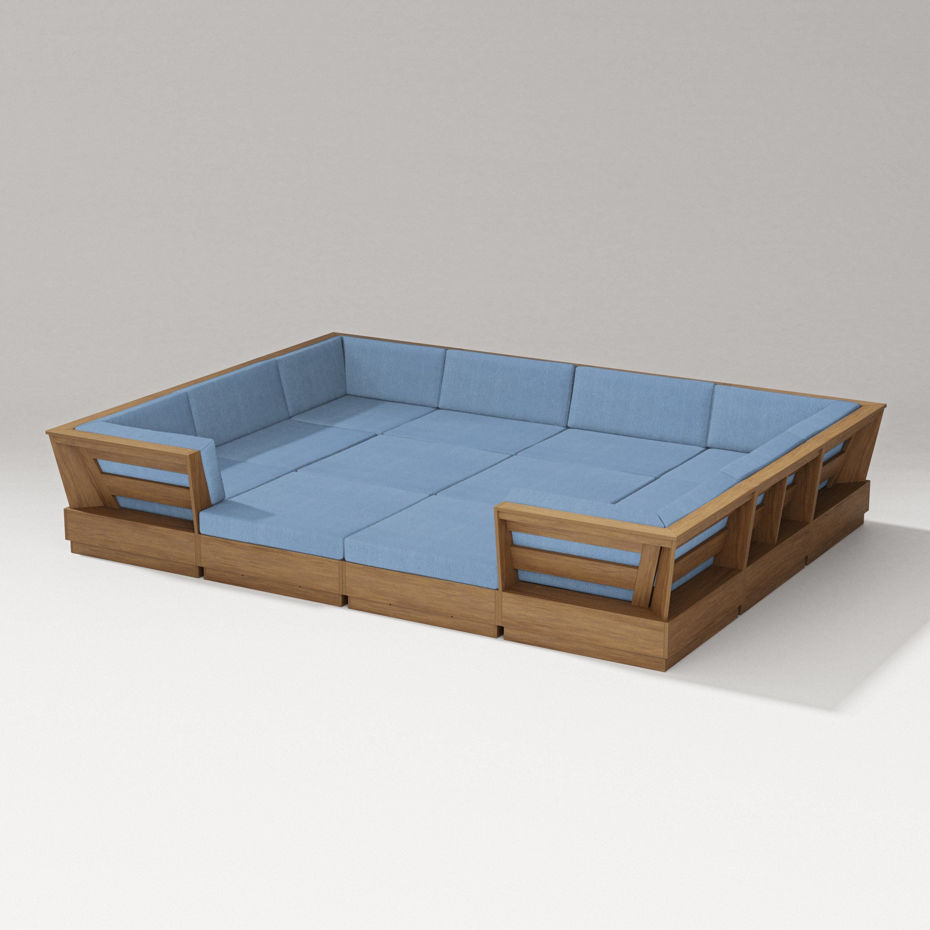 Elevate 12-Piece Pit Sectional in Natural / Sky Blue