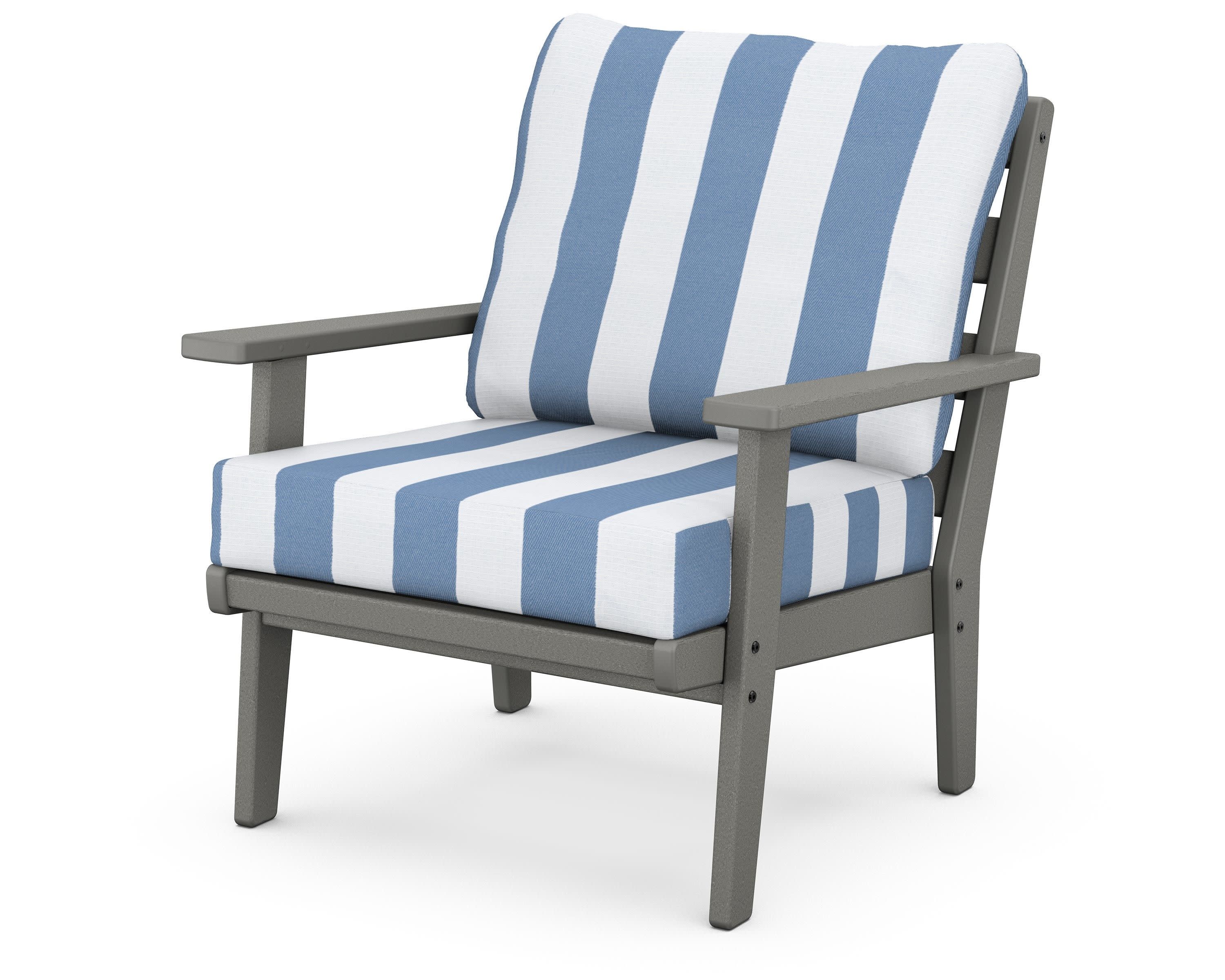 Grant Park Deep Seating Chair in Slate Grey / Cabana Stripe Sky Blue