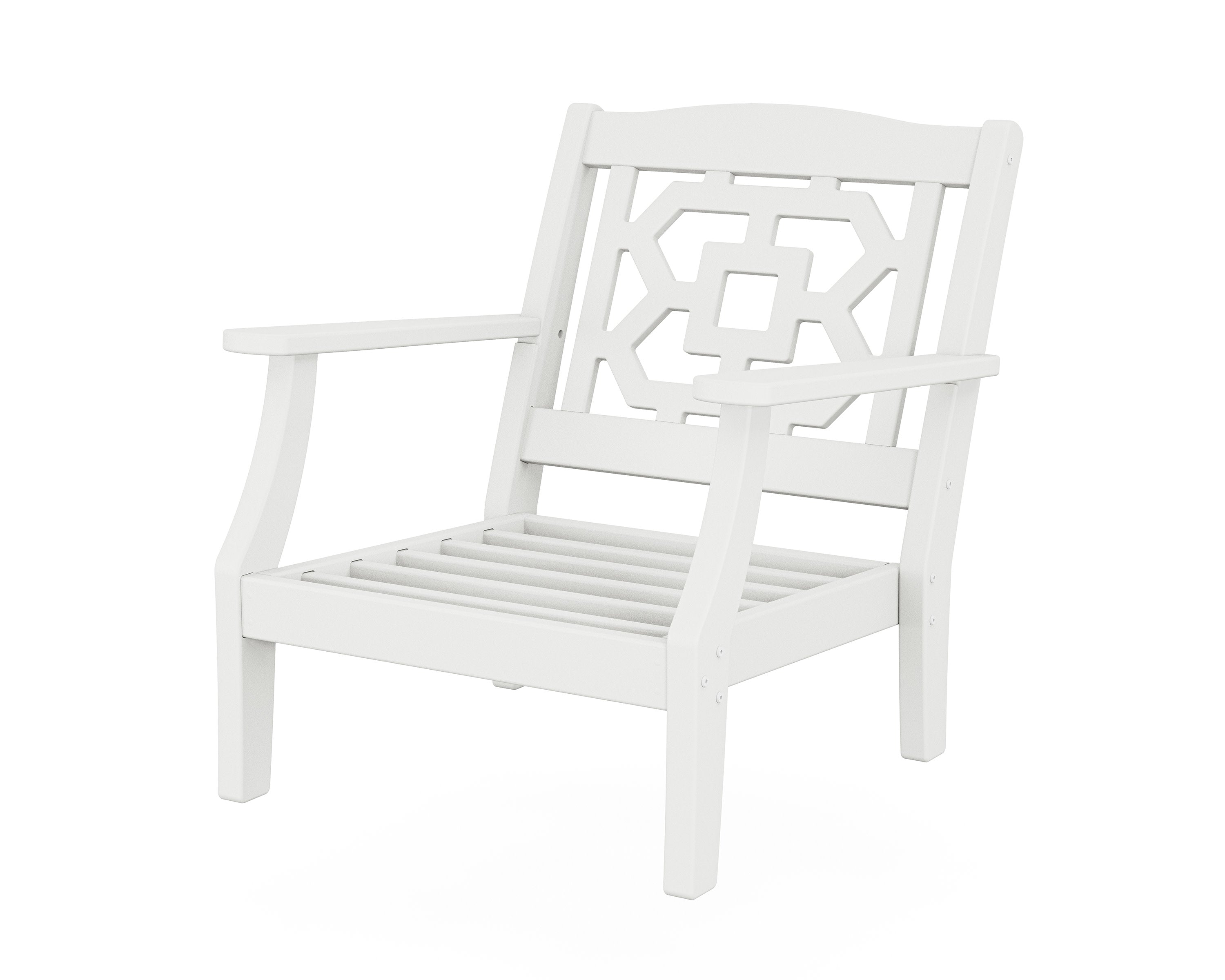 Chinoiserie Deep Seating Chair Frame in White