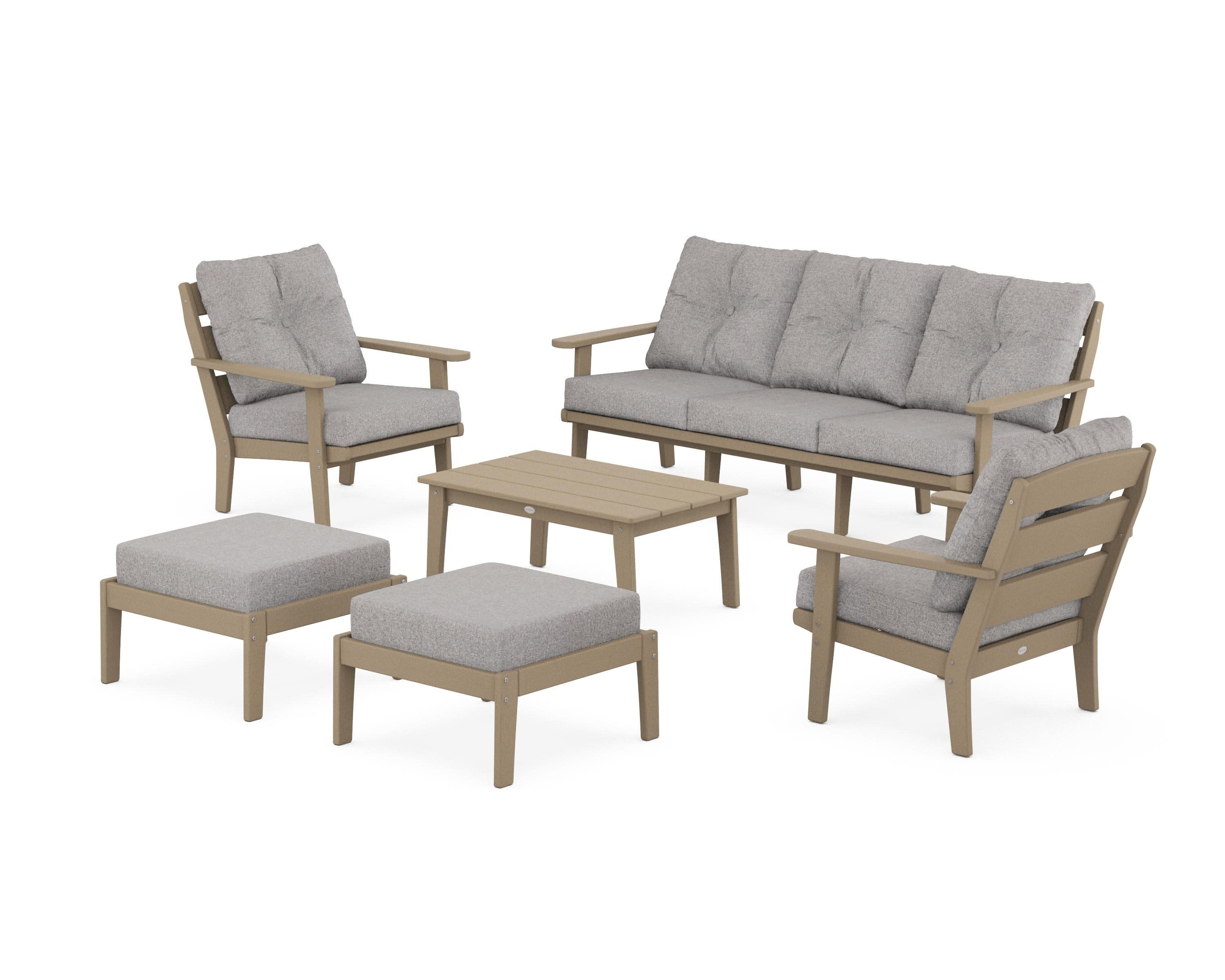 Lakeside 6-Piece Lounge Sofa Set in Vintage Sahara / Grey Mist