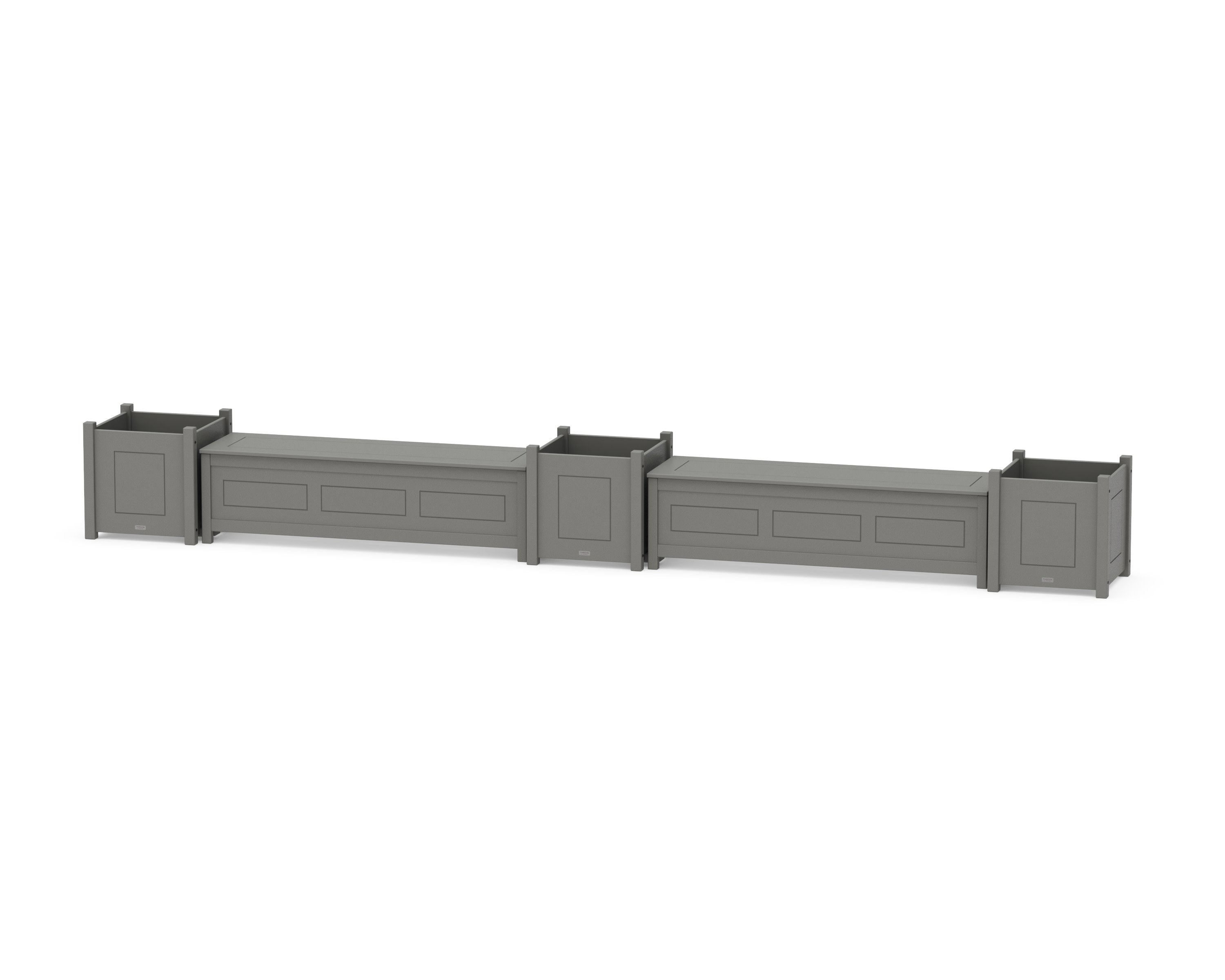 60" Country Living Straight Double Planter Storage Bench Set- Large in Slate Grey