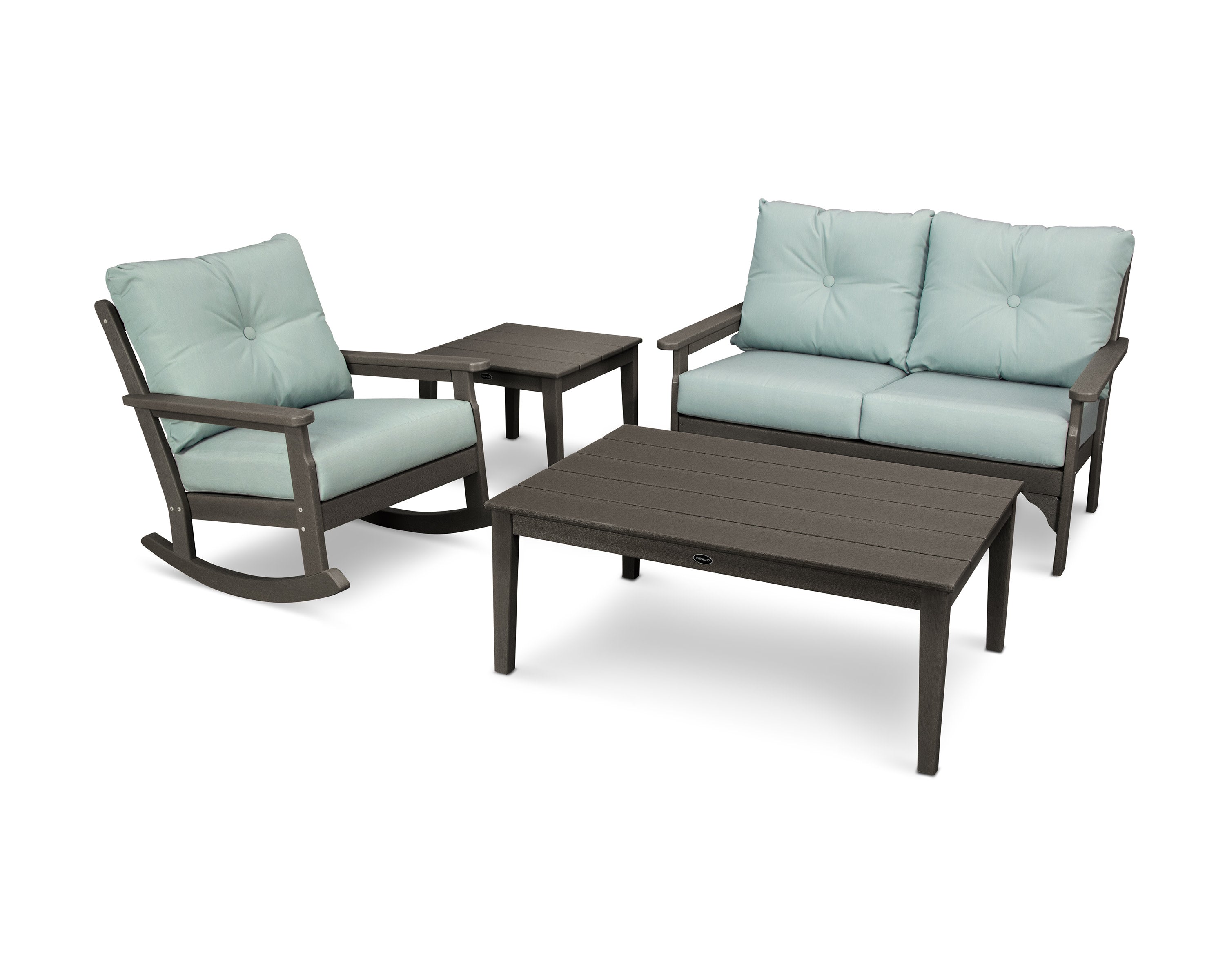 Vineyard 4-Piece Deep Seating Rocker Set in Vintage Coffee / Spa