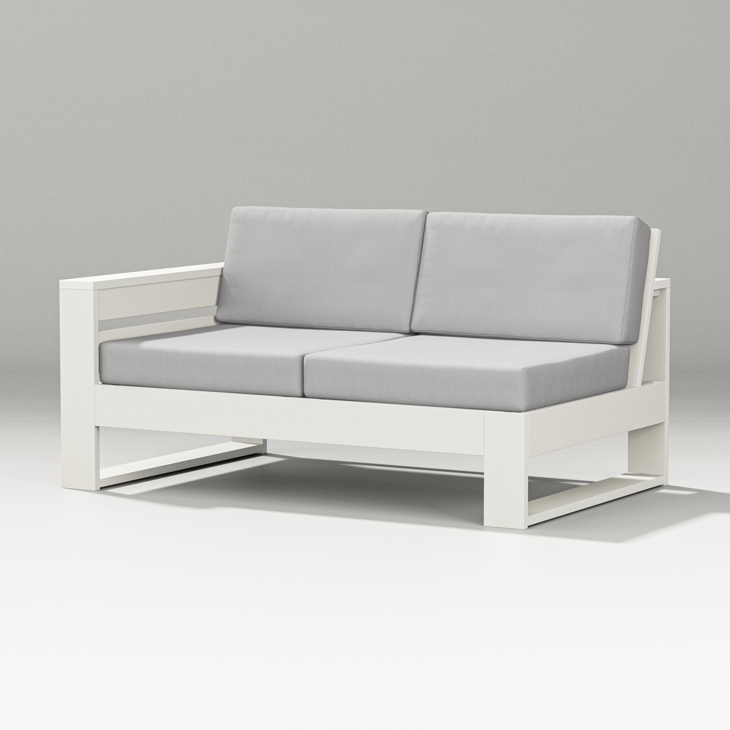 Latitude Modular Left Arm Loveseat in Vintage White / Diamond in the Rough